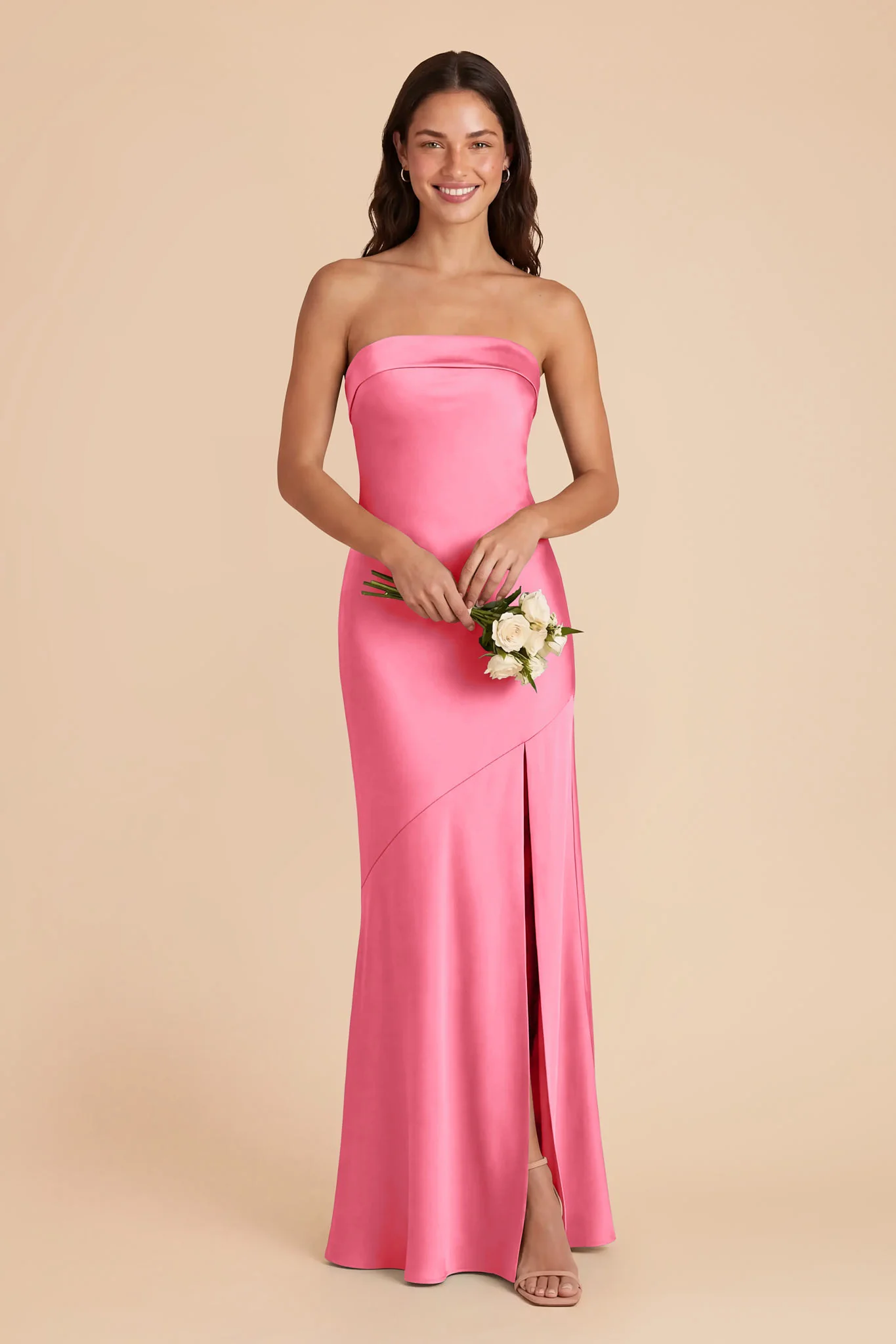 Lizzie Matte Satin Dress - Bon Bon Pink - Image 2