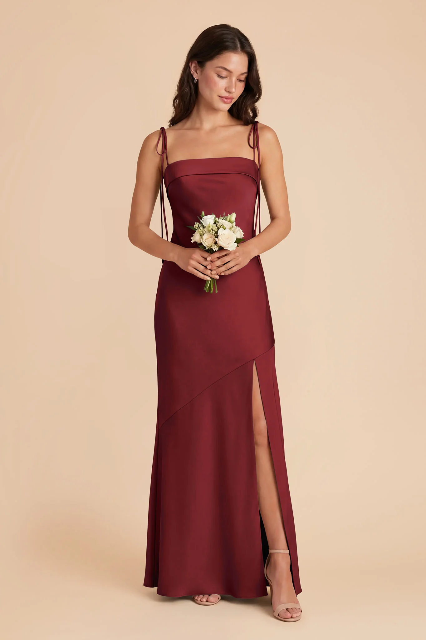 Lizzie Matte Satin Dress - Burgundy - Image 3