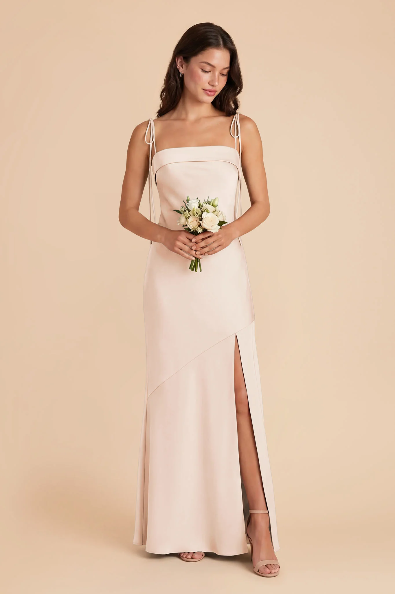 Lizzie Matte Satin Dress - Champagne - Image 3