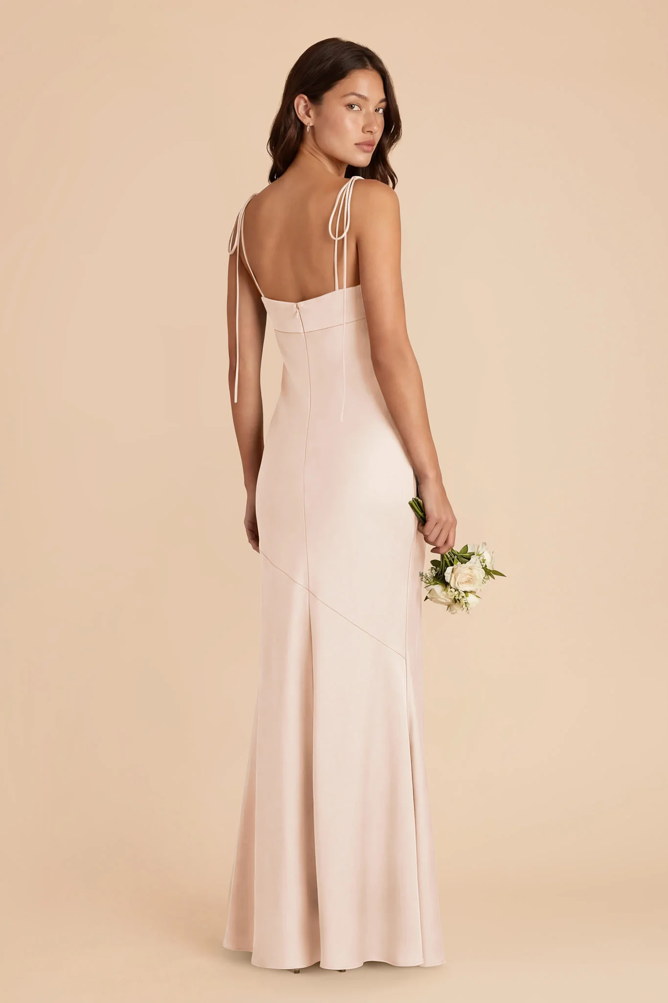 Lizzie Matte Satin Dress - Champagne - Image 4
