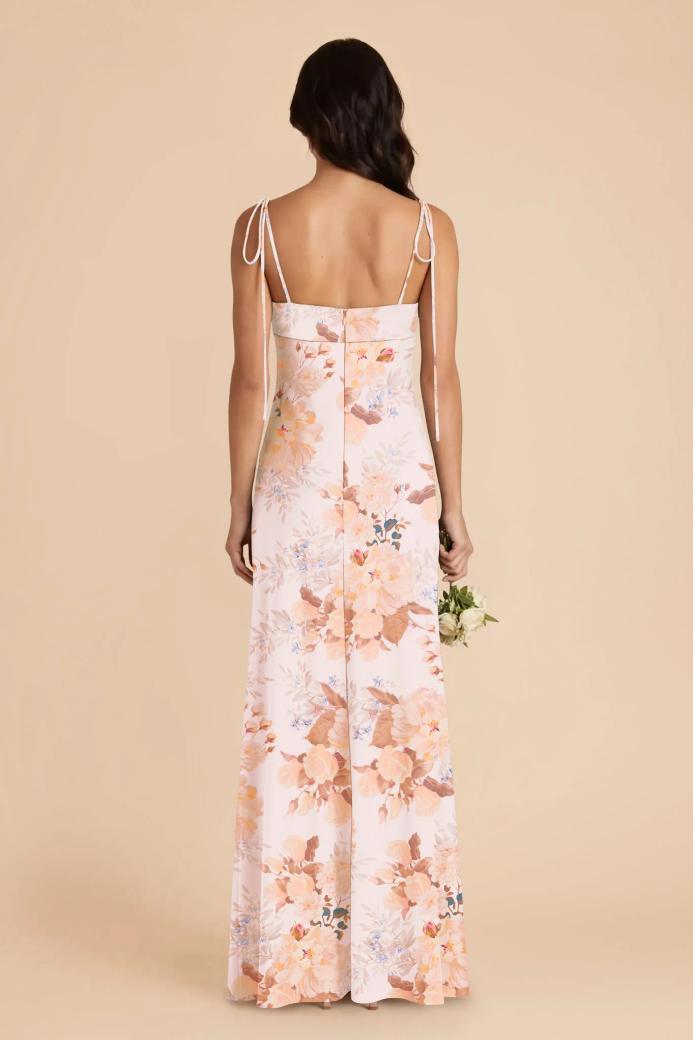 Lizzie Matte Satin Dress - Champagne Cascadia Bouquet - Image 3