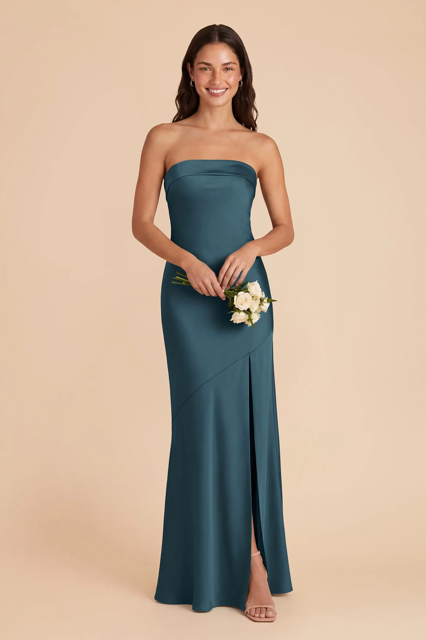 Lizzie Matte Satin Dress - Dark Teal - Image 2