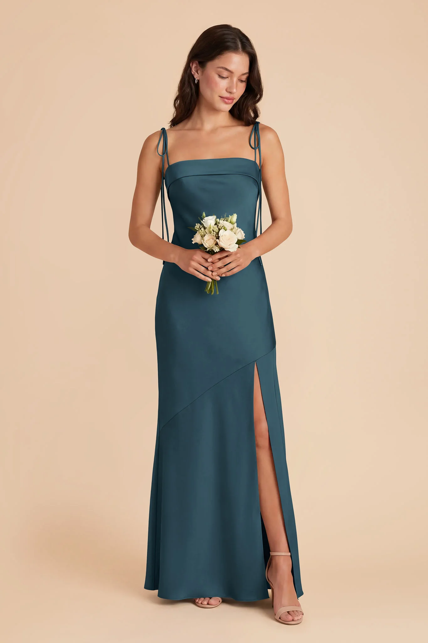 Lizzie Matte Satin Dress - Dark Teal - Image 3