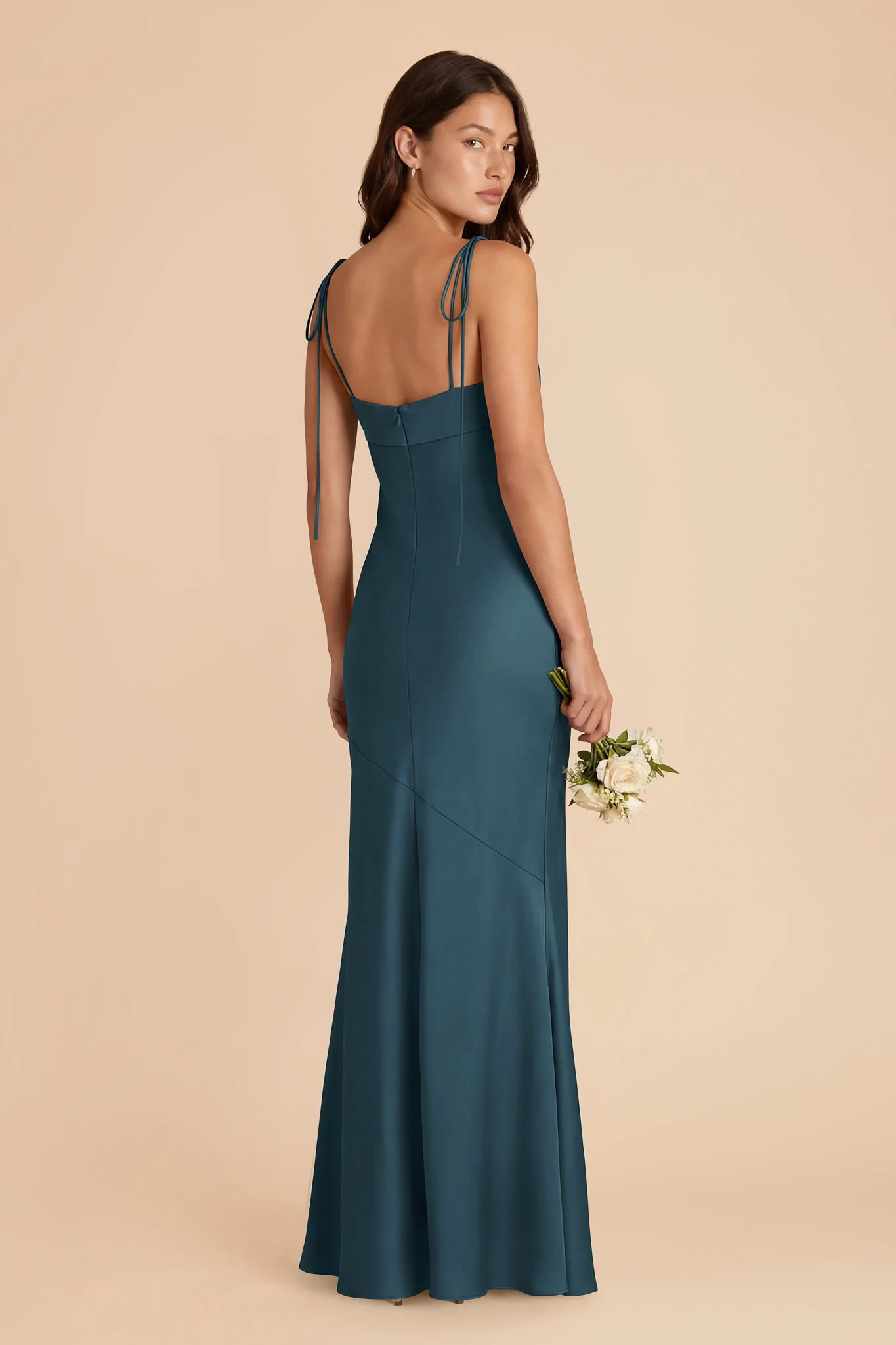 Lizzie Matte Satin Dress - Dark Teal - Image 4