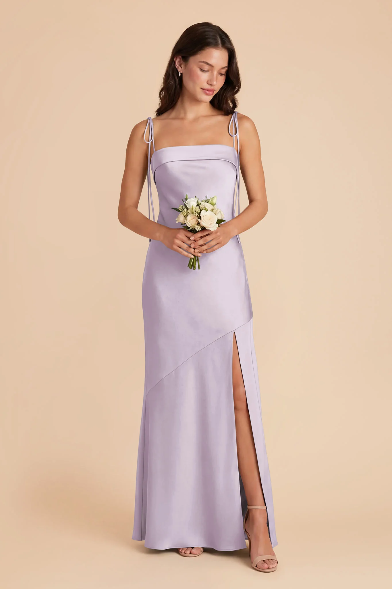 Lizzie Matte Satin Dress - Dusty Lilac - Image 3
