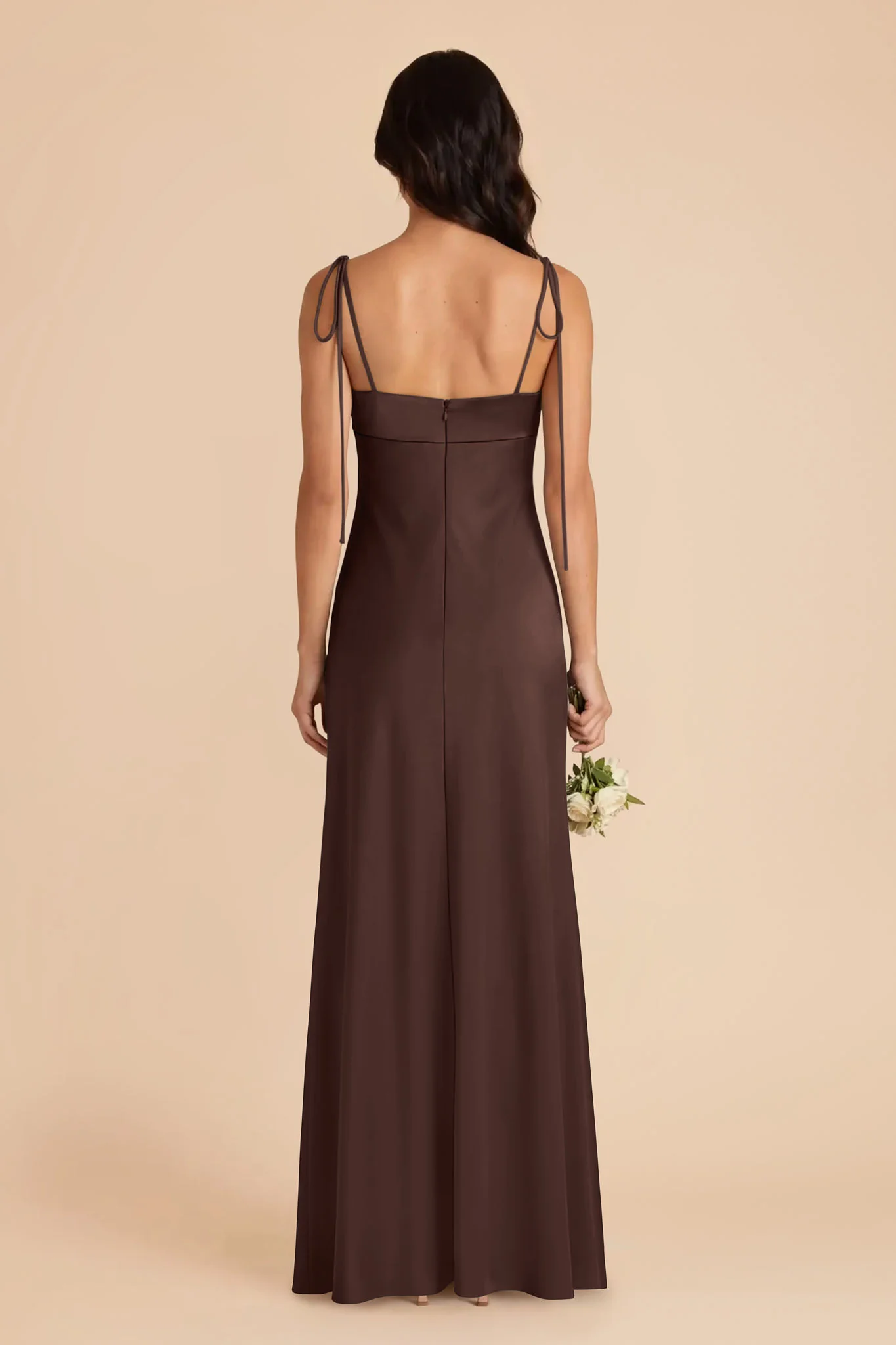 Lizzie Matte Satin Dress - Espresso - Image 5