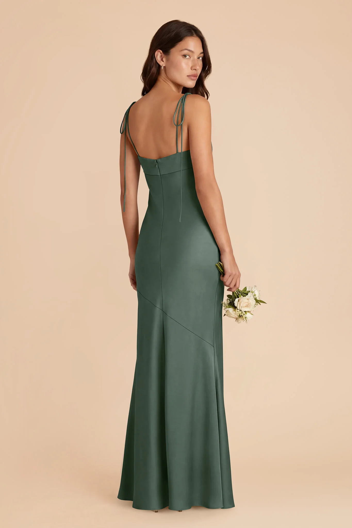 Lizzie Matte Satin Dress - Eucalyptus - Image 4