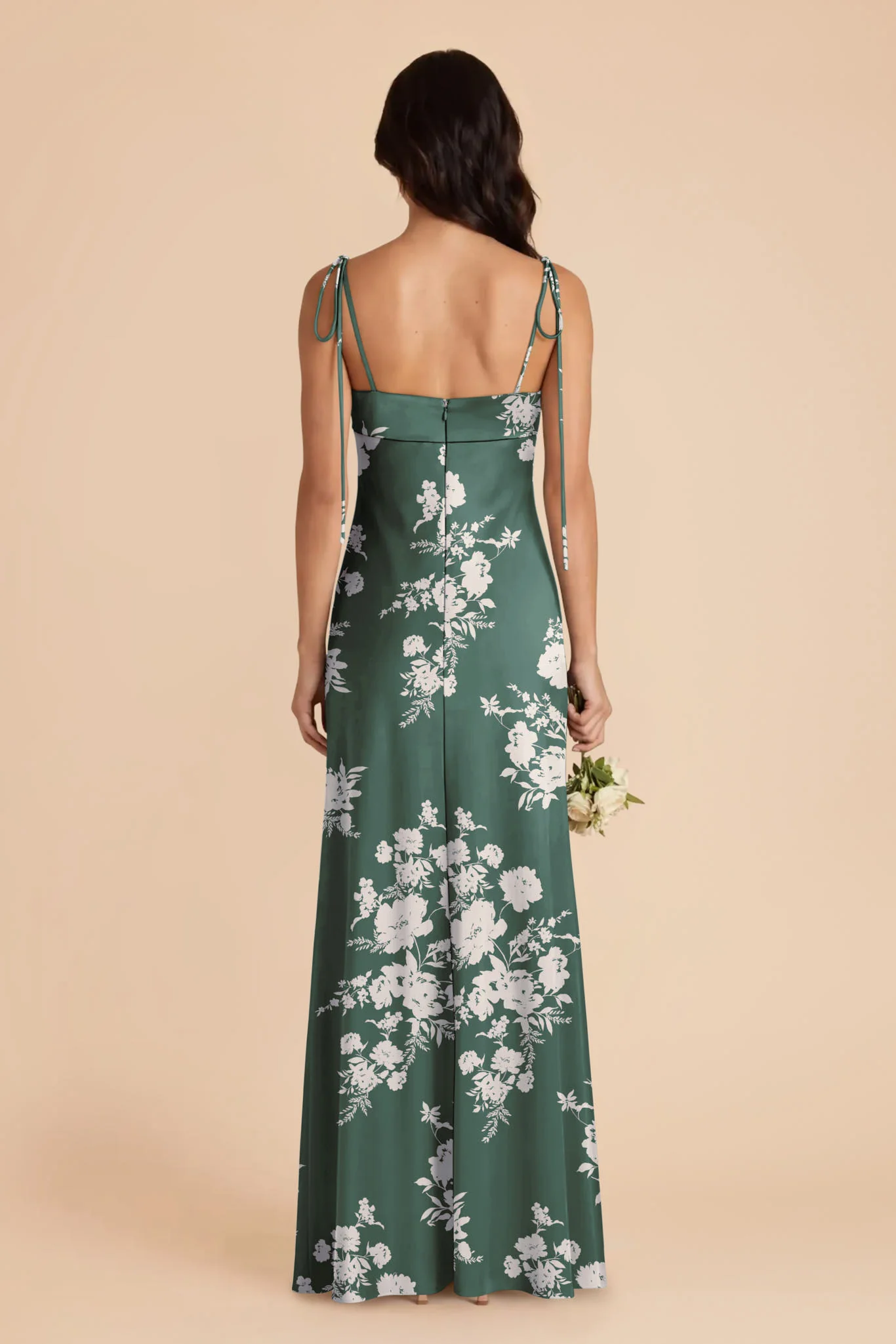 Lizzie Matte Satin Dress - Eucalyptus Whimsical Blooms - Image 3