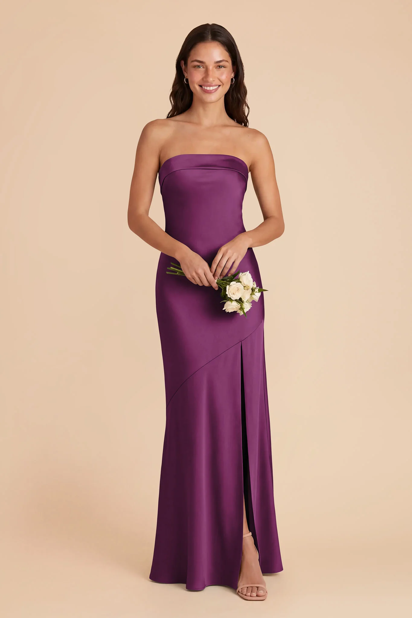 Lizzie Matte Satin Dress - Fig - Image 2