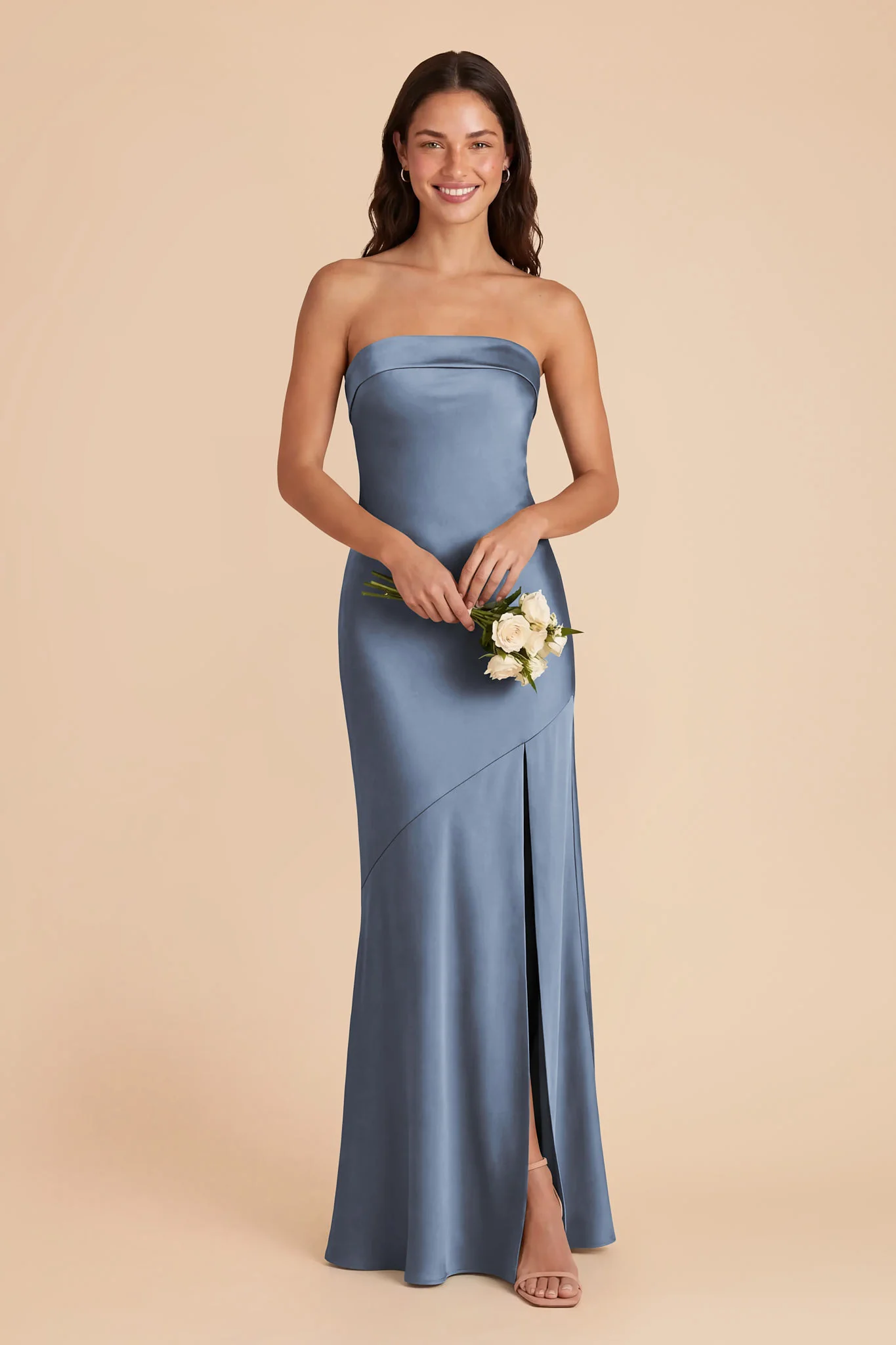 Lizzie Matte Satin Dress - French Blue - Image 2