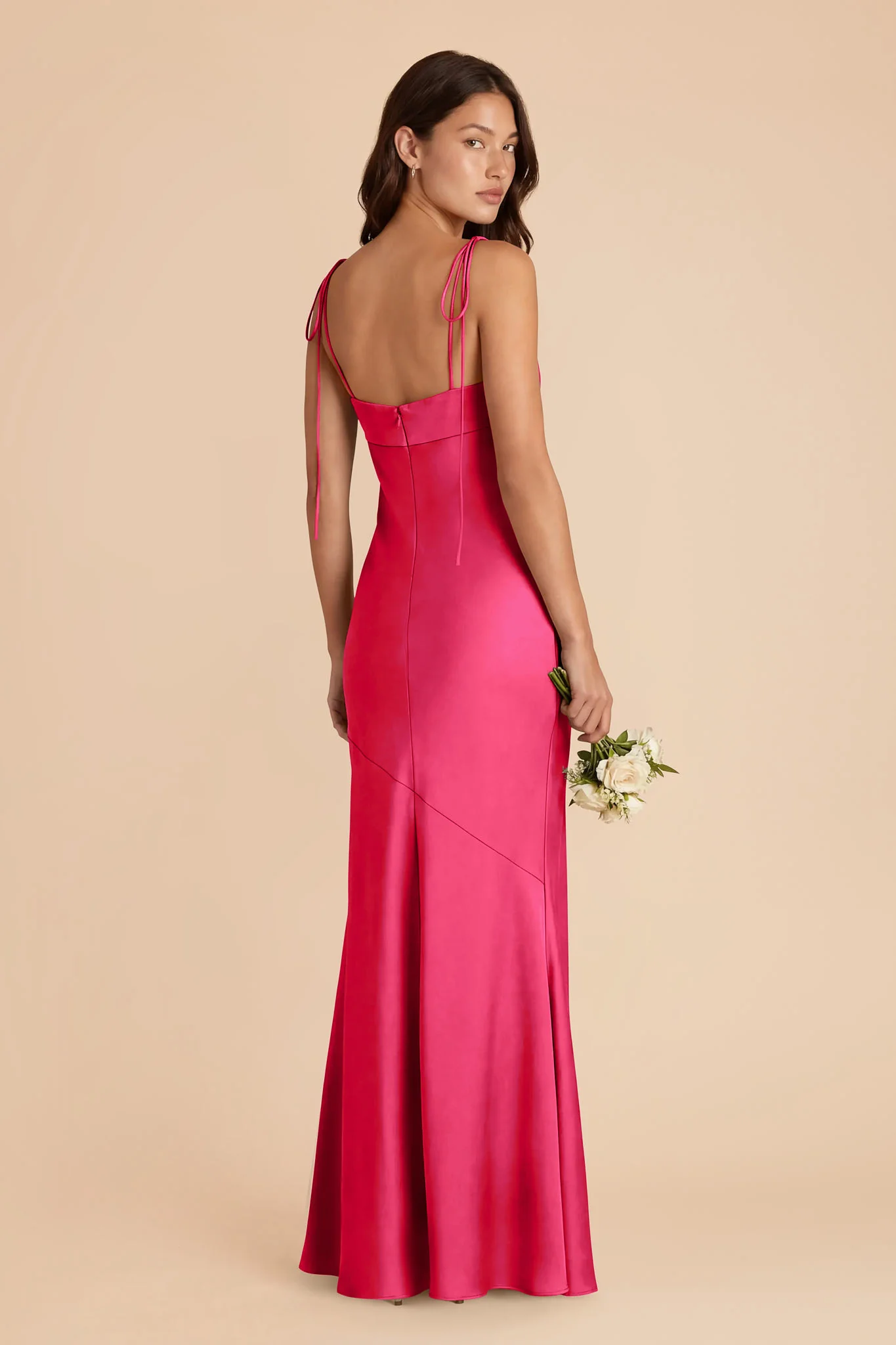 Lizzie Matte Satin Dress - Fuchsia - Image 4
