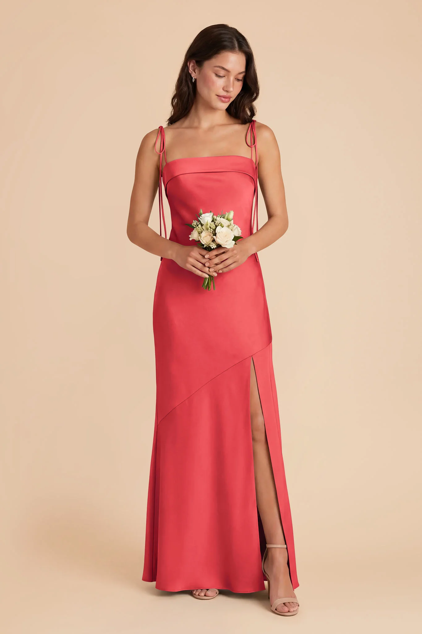 Lizzie Matte Satin Dress - Guava - Image 3