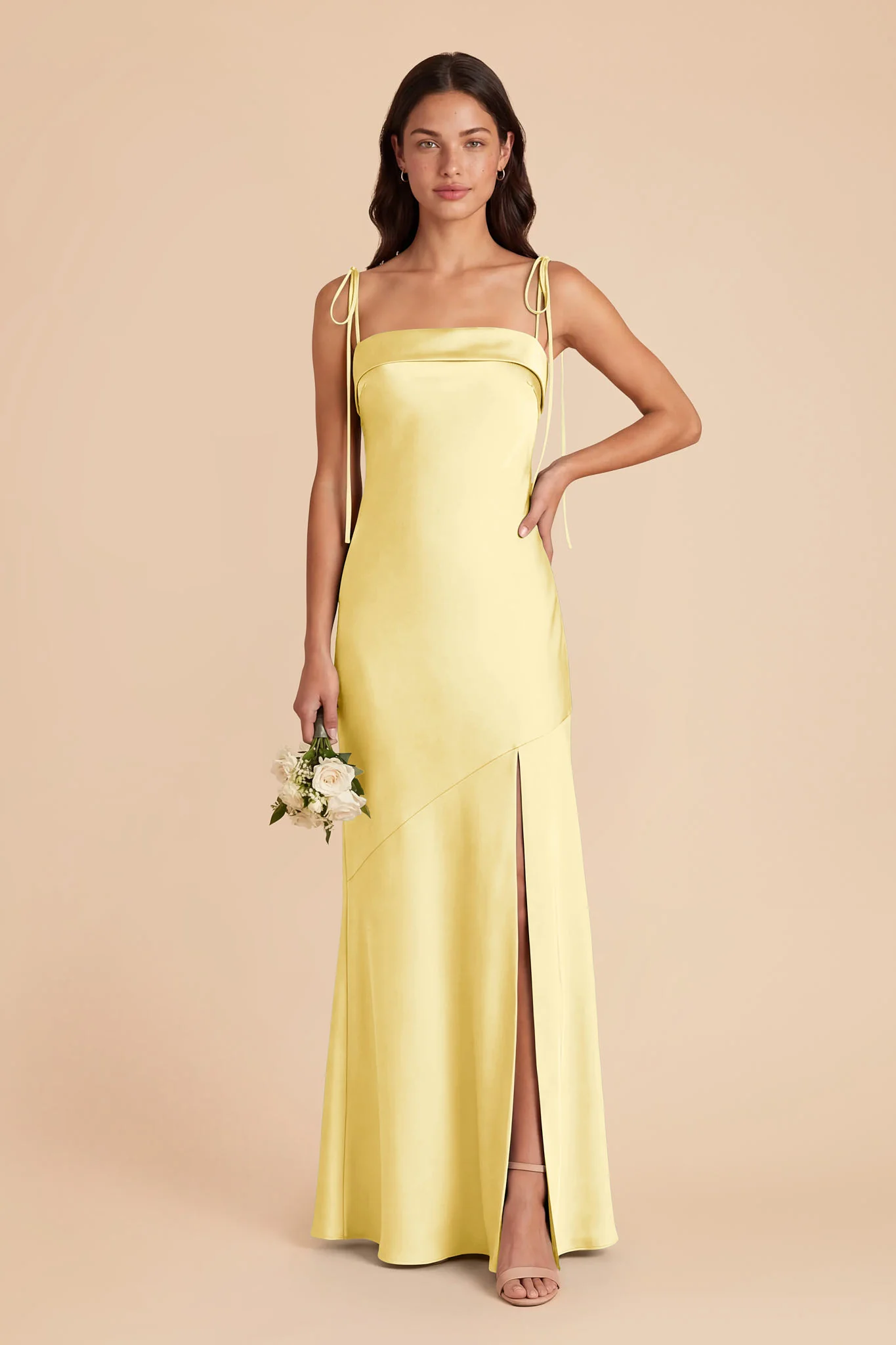 Lizzie Matte Satin Dress - Lemon Sorbet