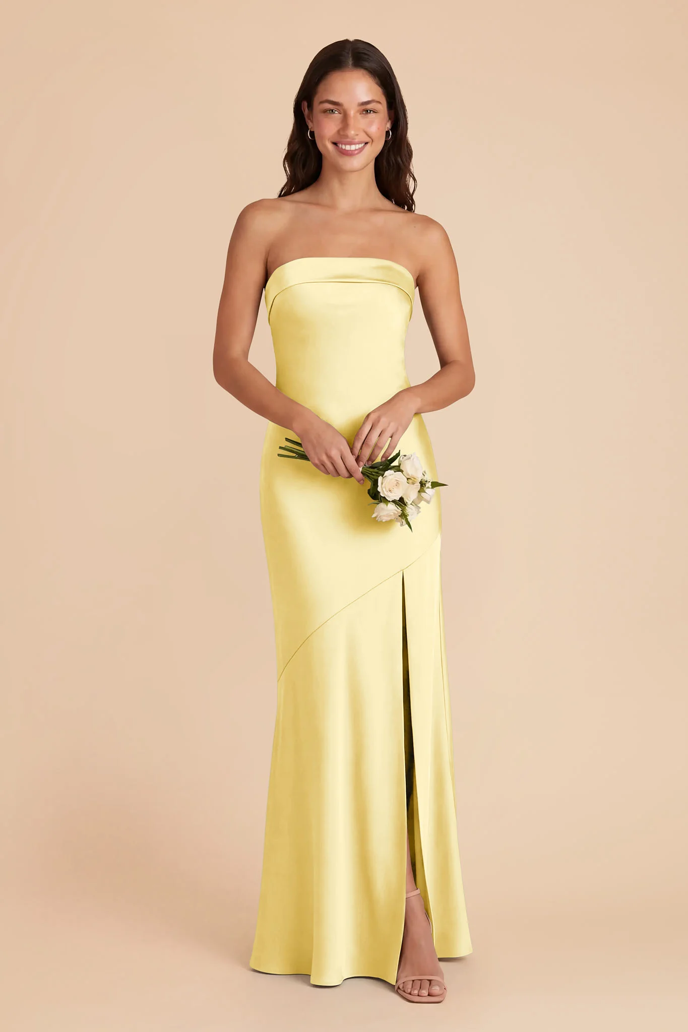 Lizzie Matte Satin Dress - Lemon Sorbet - Image 2