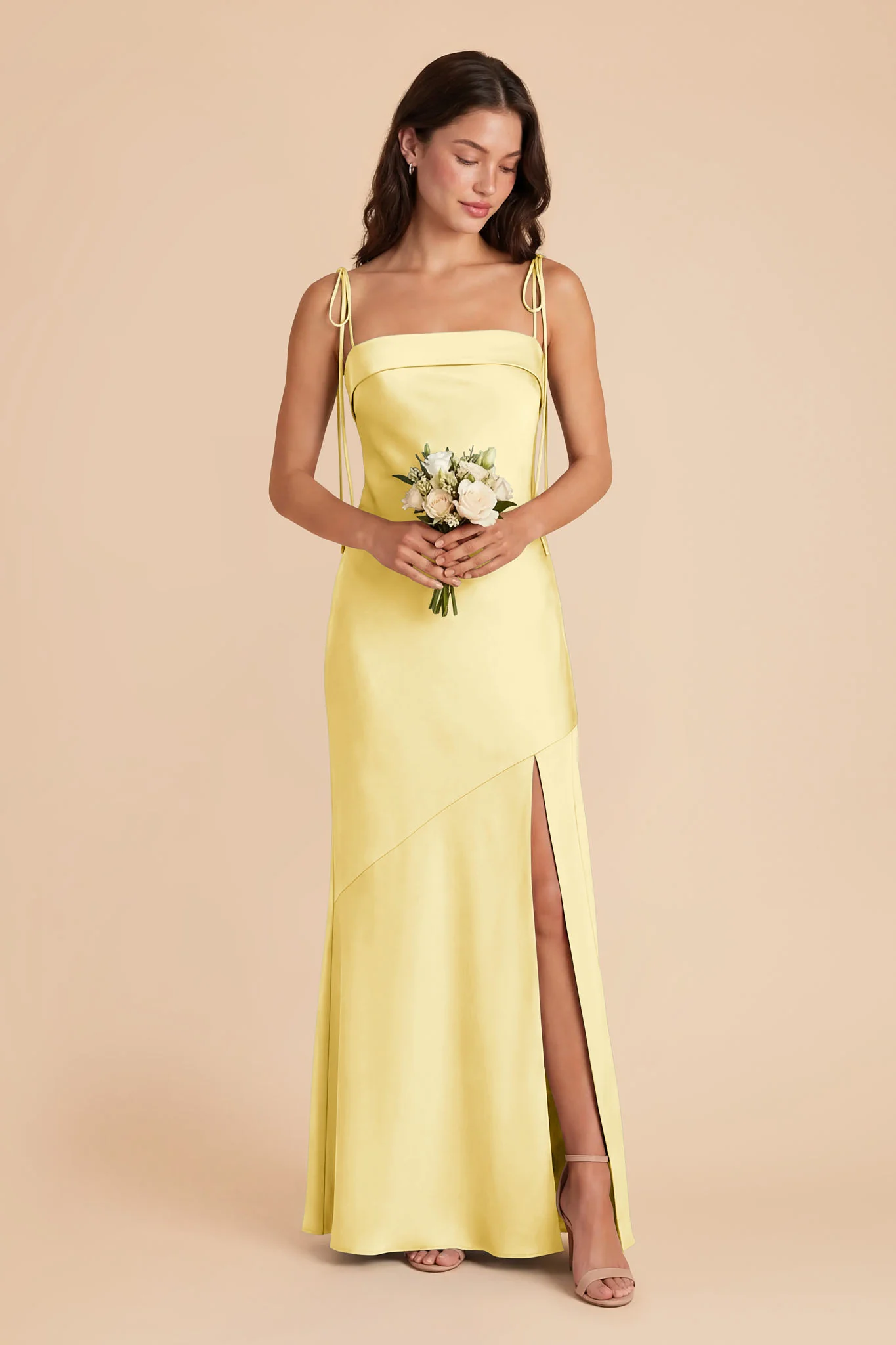 Lizzie Matte Satin Dress - Lemon Sorbet - Image 3