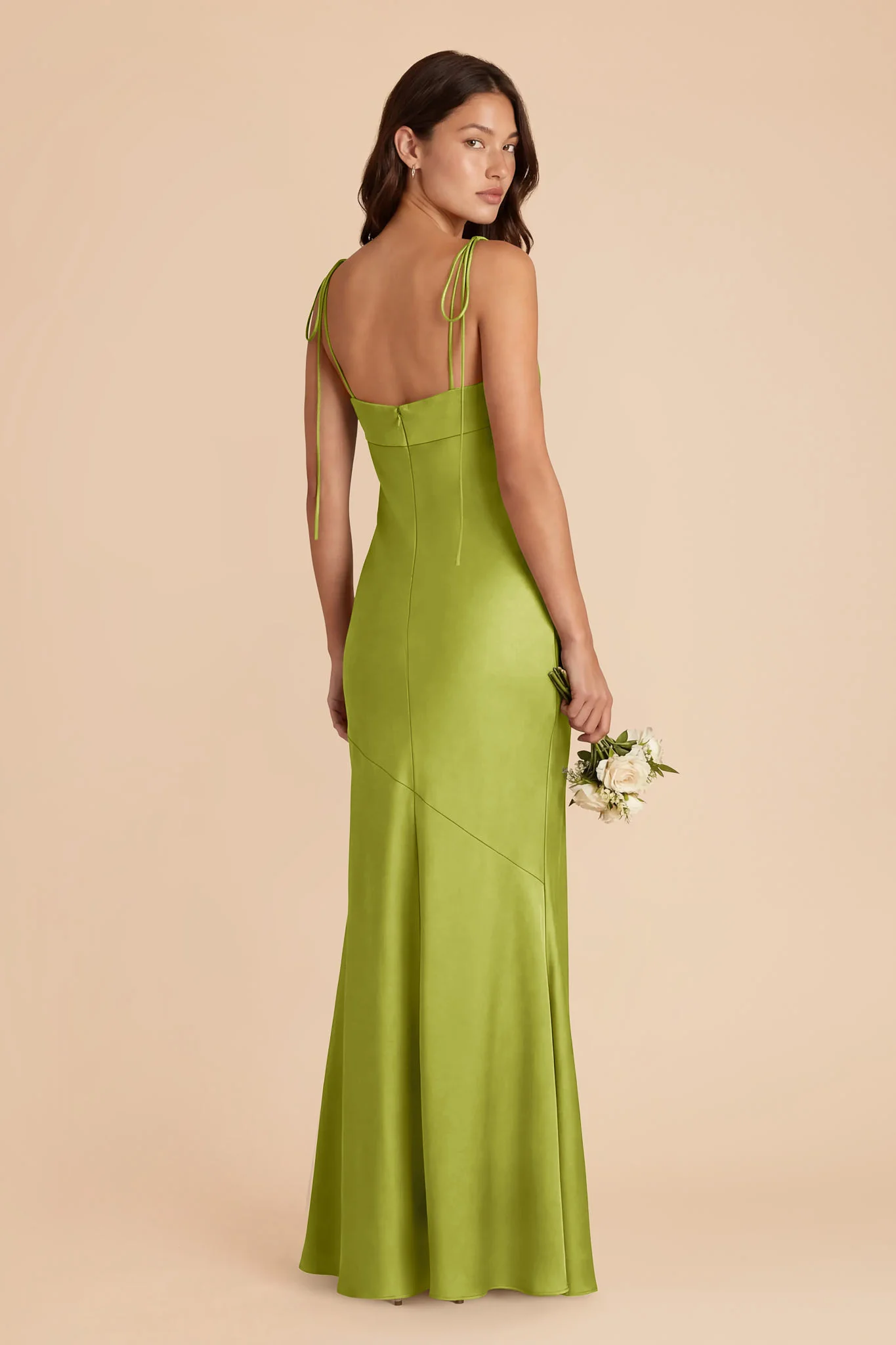 Lizzie Matte Satin Dress - Matcha - Image 4