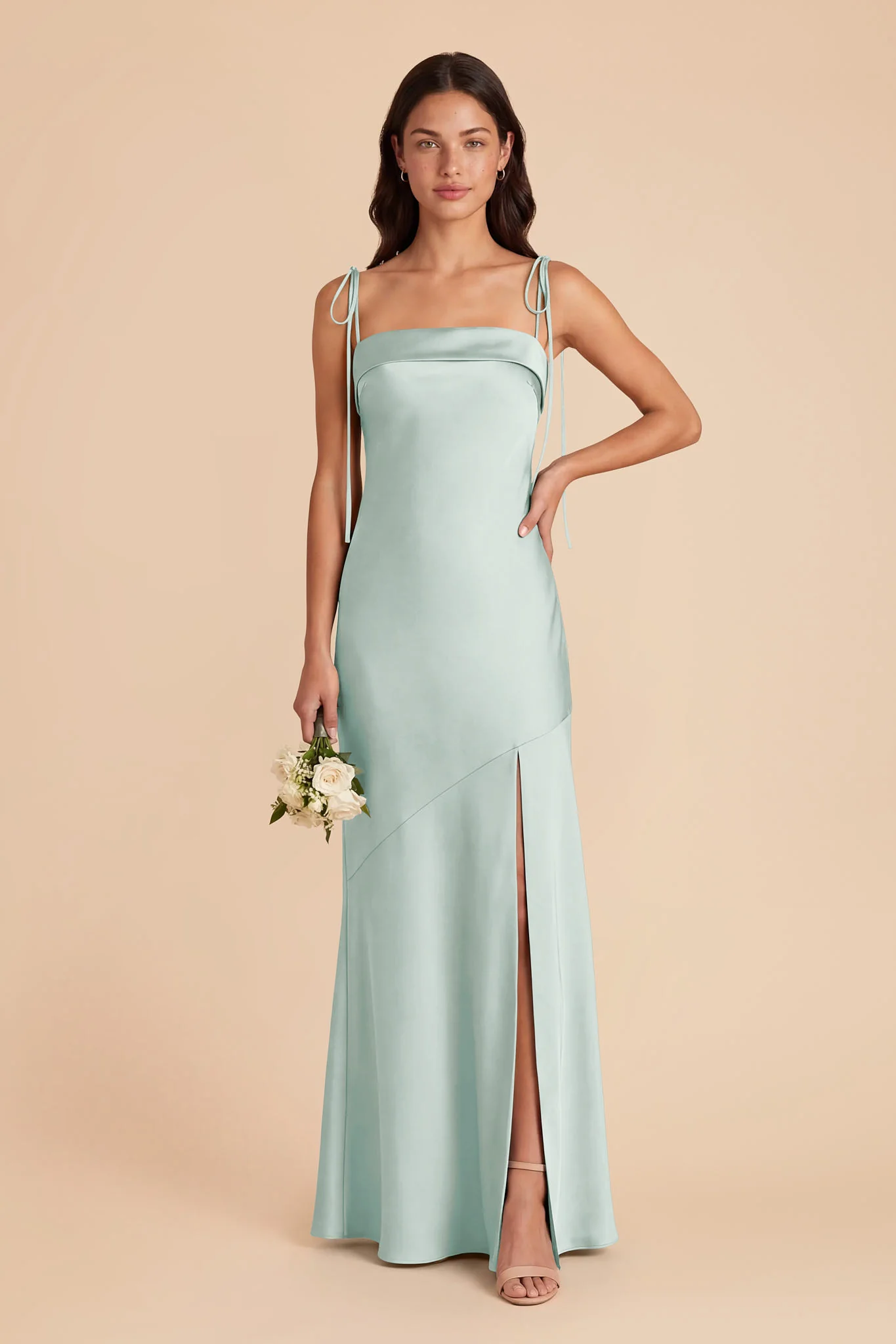 Lizzie Matte Satin Dress - Mint