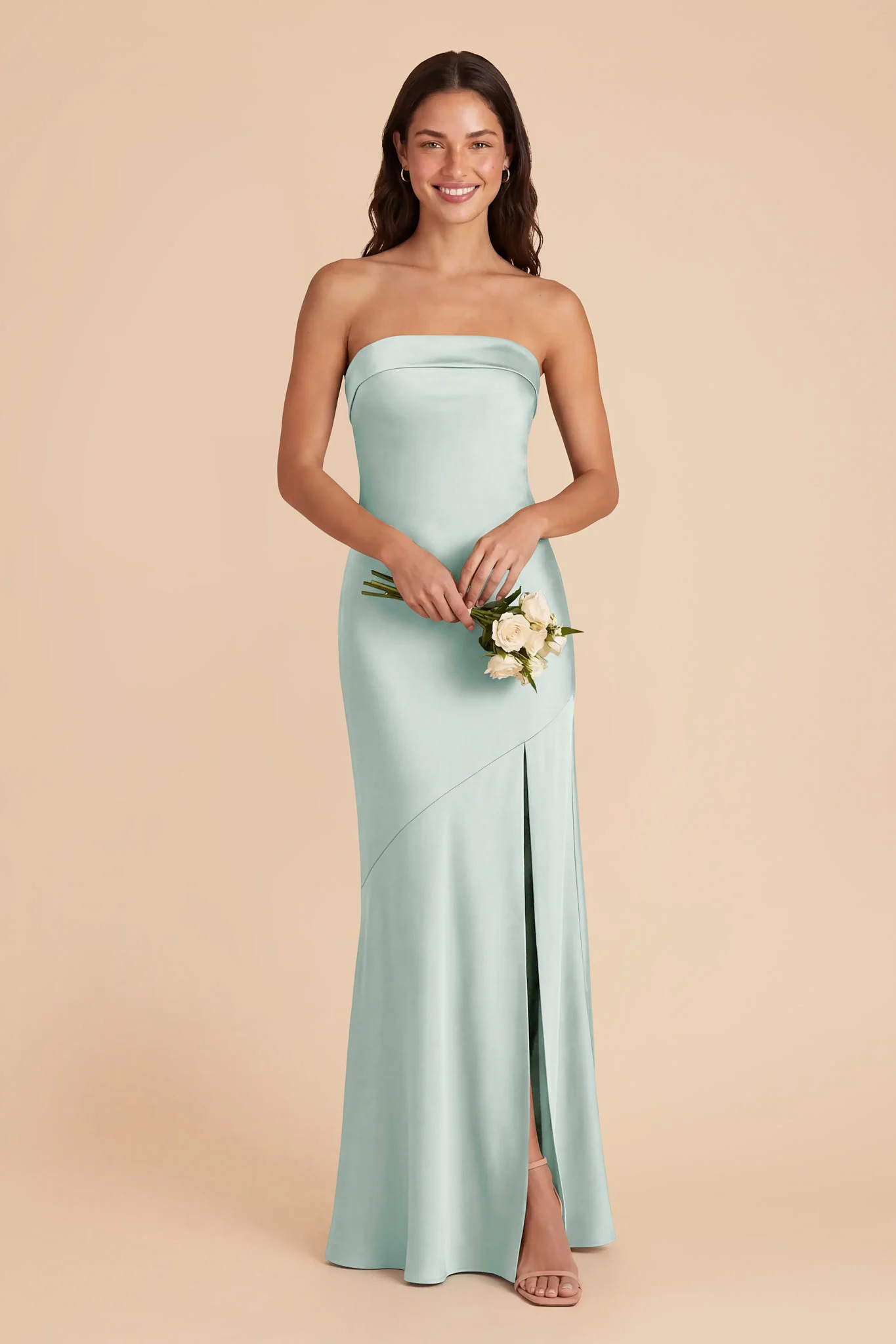 Lizzie Matte Satin Dress - Mint - Image 2