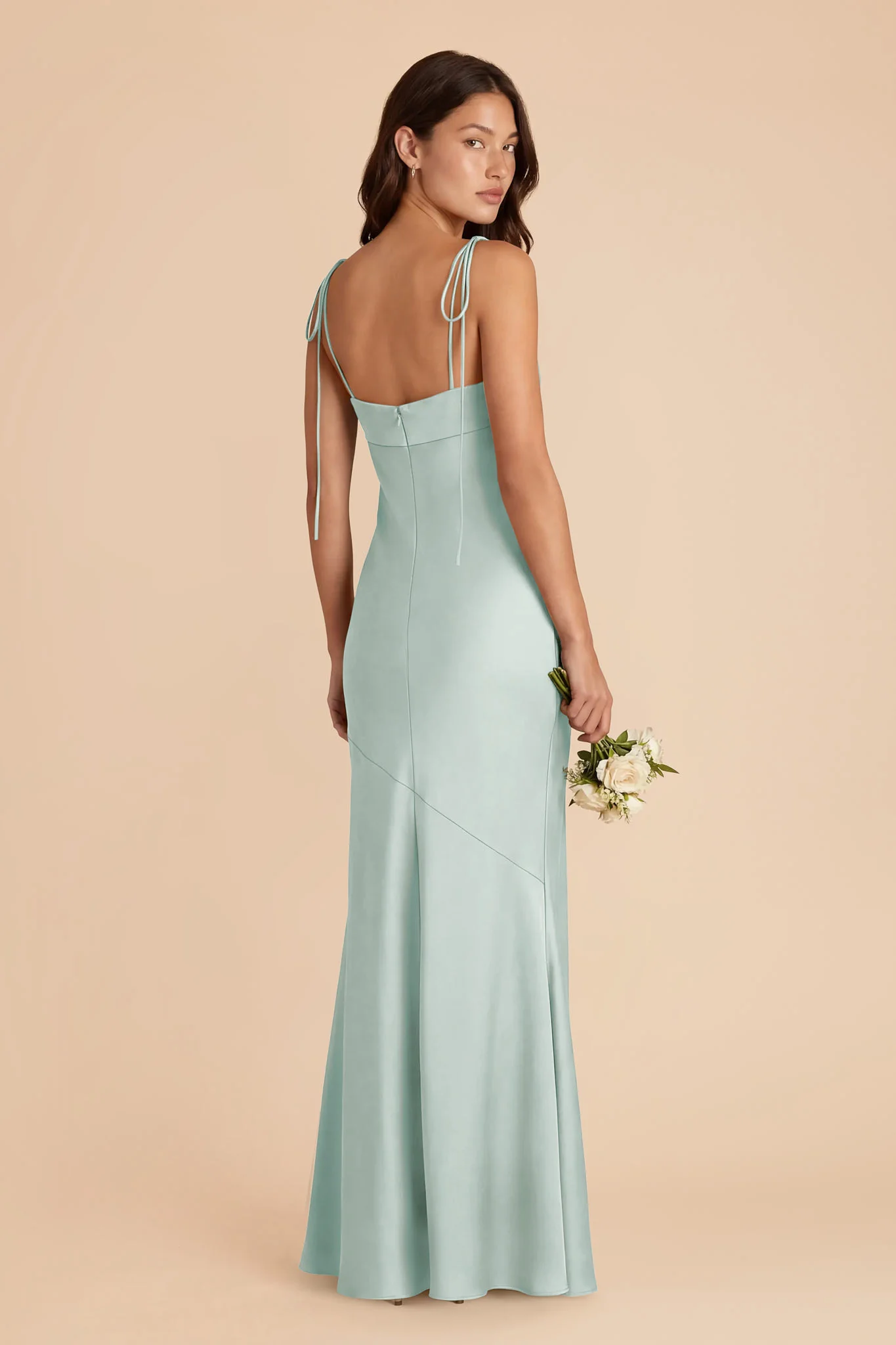 Lizzie Matte Satin Dress - Mint - Image 4