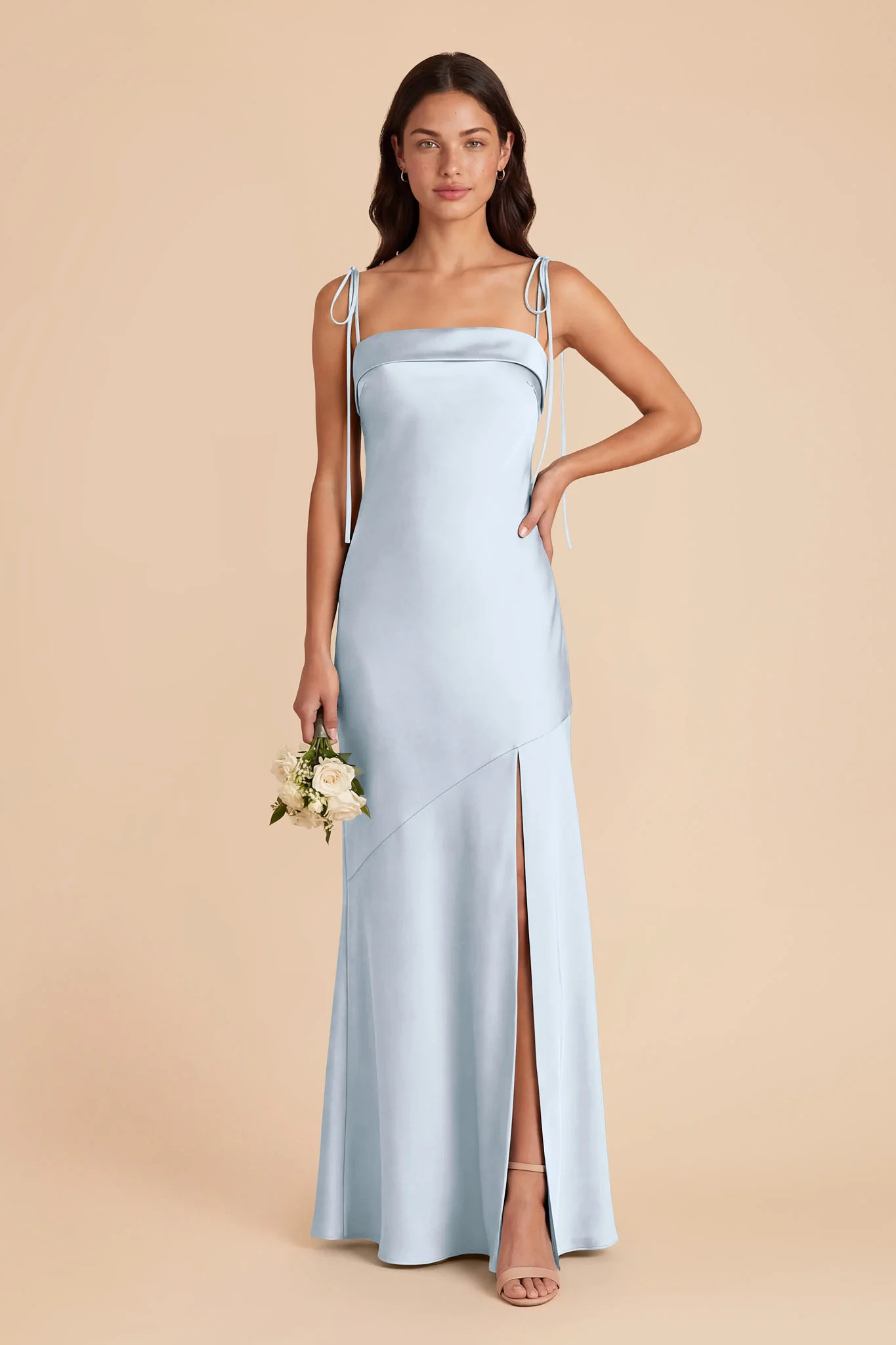 Lizzie Matte Satin Dress - Mist Blue