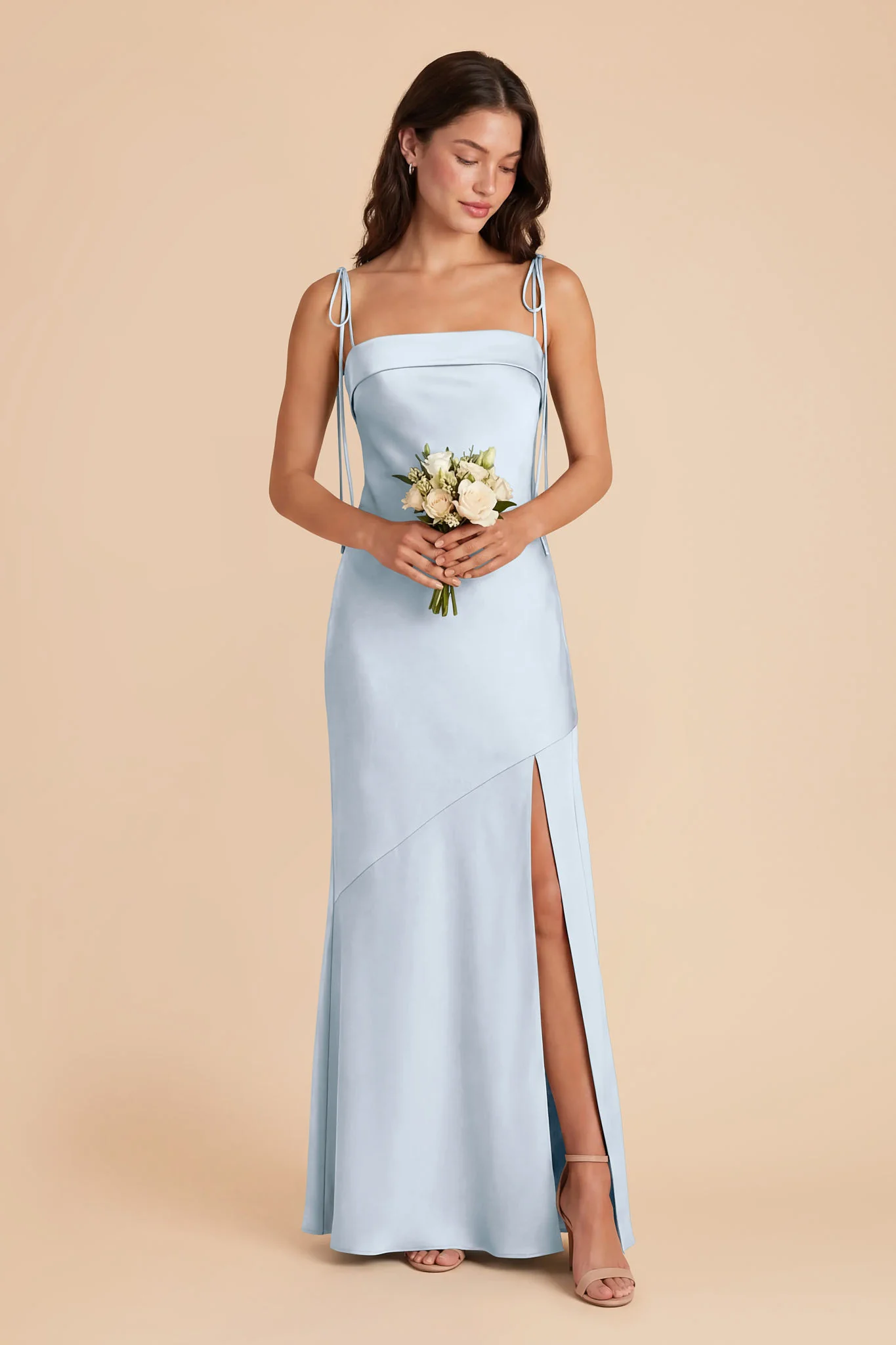 Lizzie Matte Satin Dress - Mist Blue - Image 3
