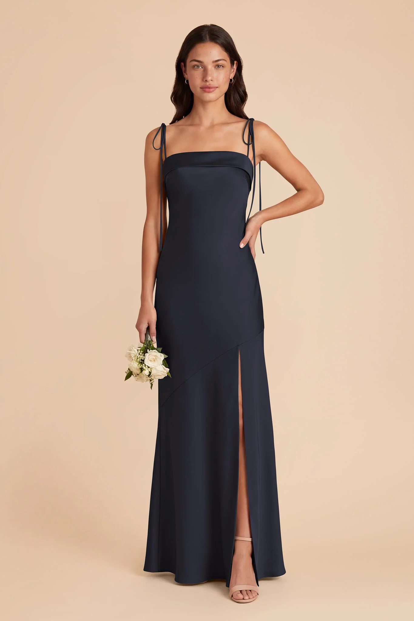 Lizzie Matte Satin Dress - Navy