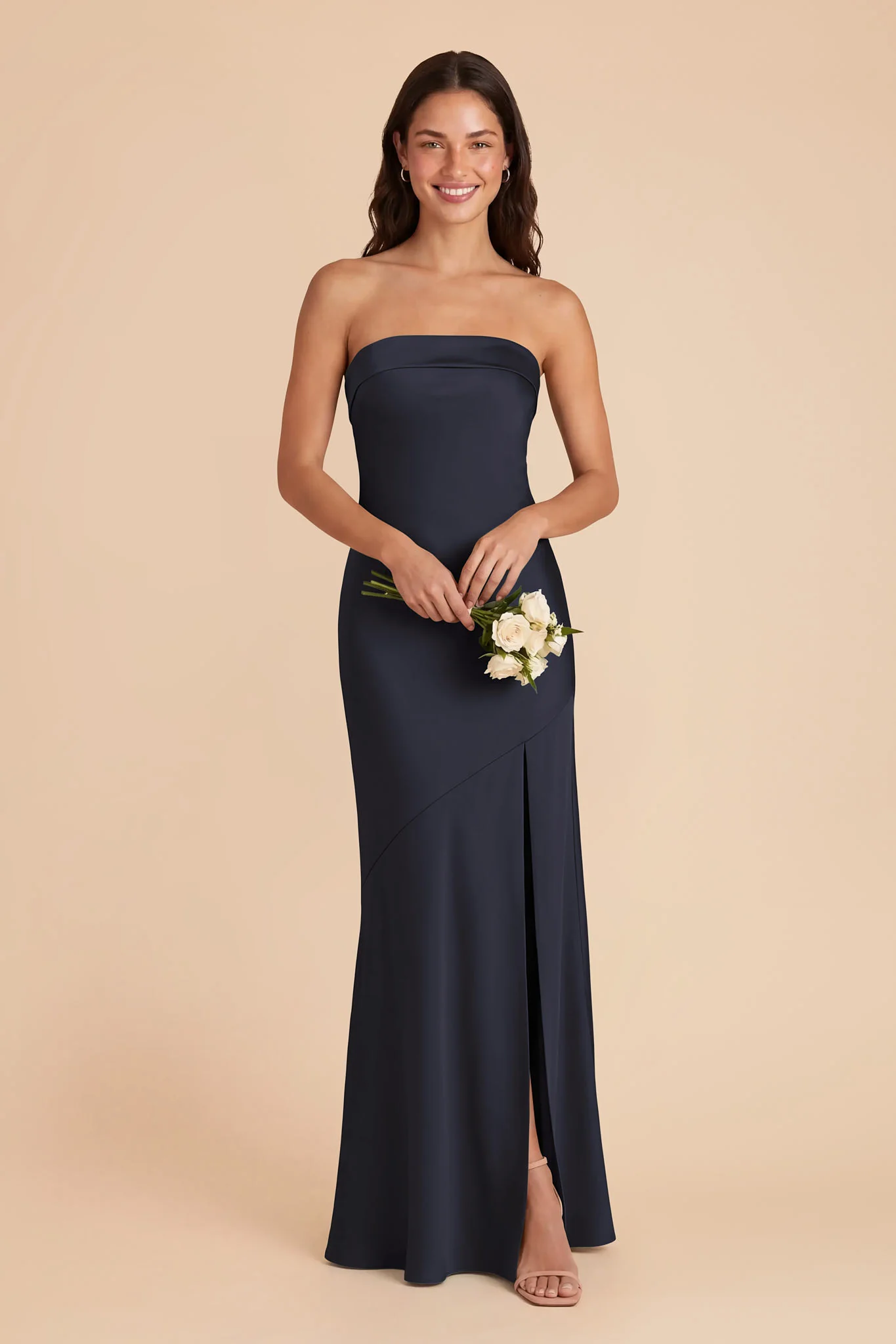 Lizzie Matte Satin Dress - Navy - Image 2