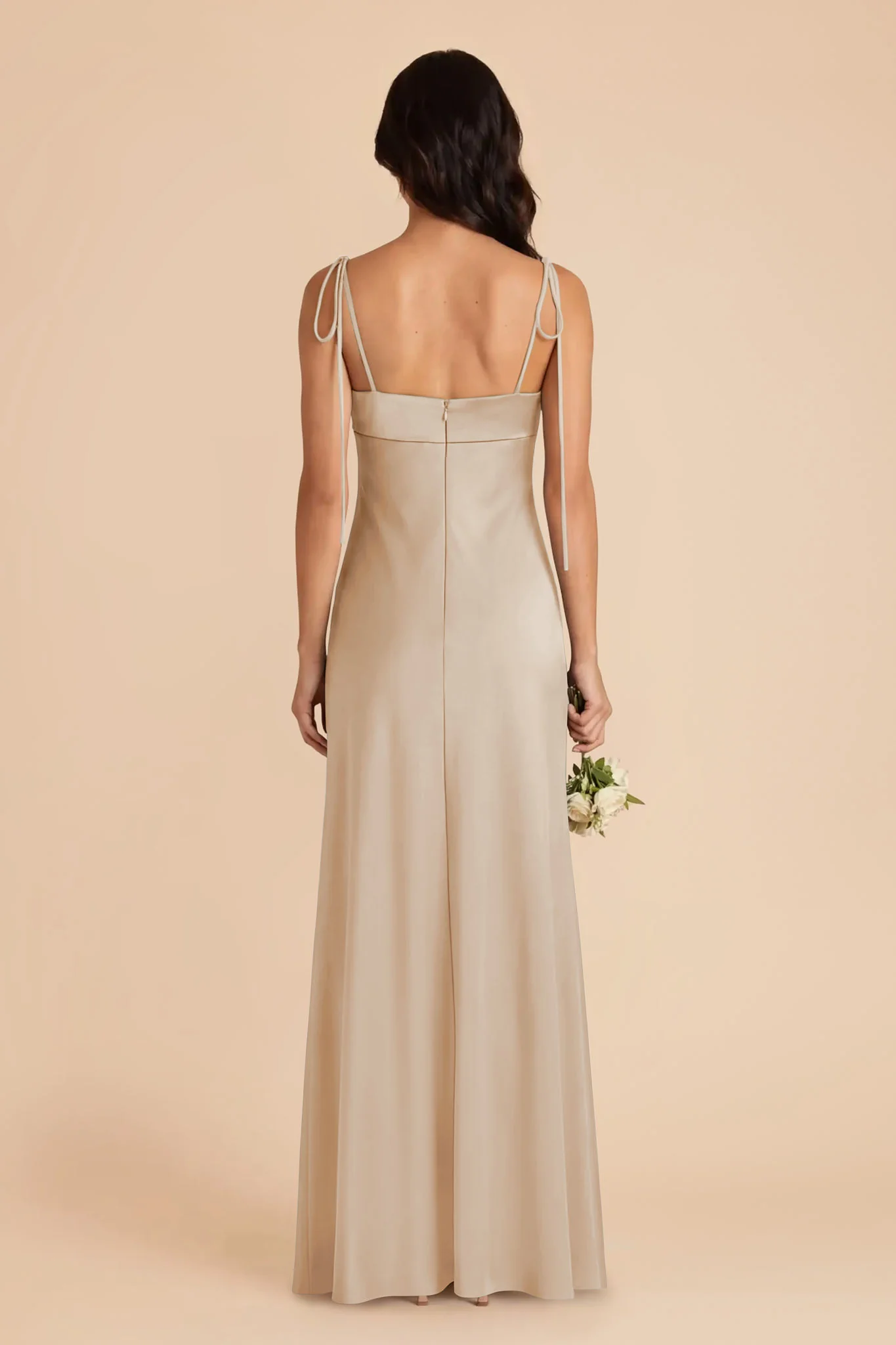 Lizzie Matte Satin Dress - Neutral Champagne - Image 5