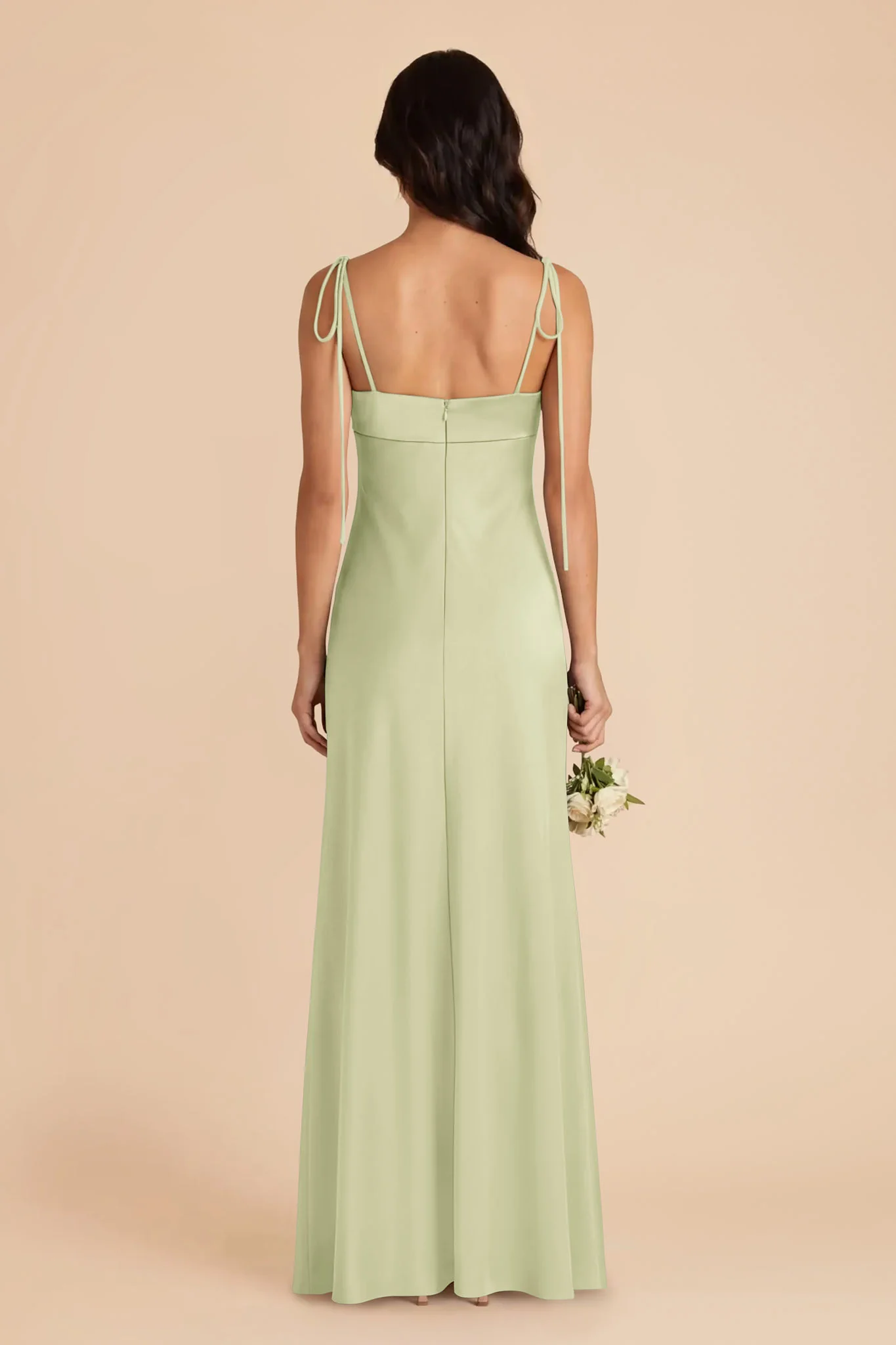 Lizzie Matte Satin Dress - Pale Pistachio - Image 5