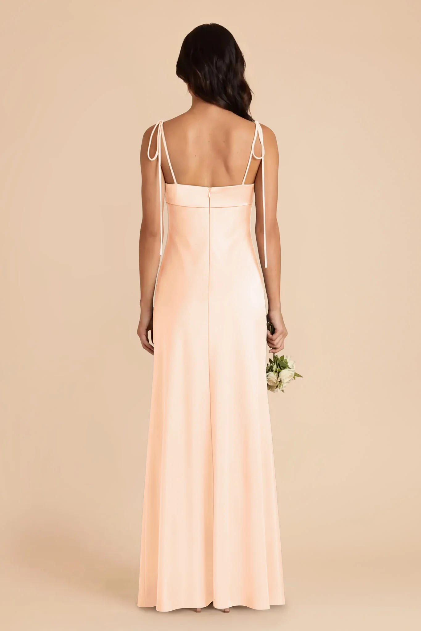 Lizzie Matte Satin Dress - Peach Cream - Image 5