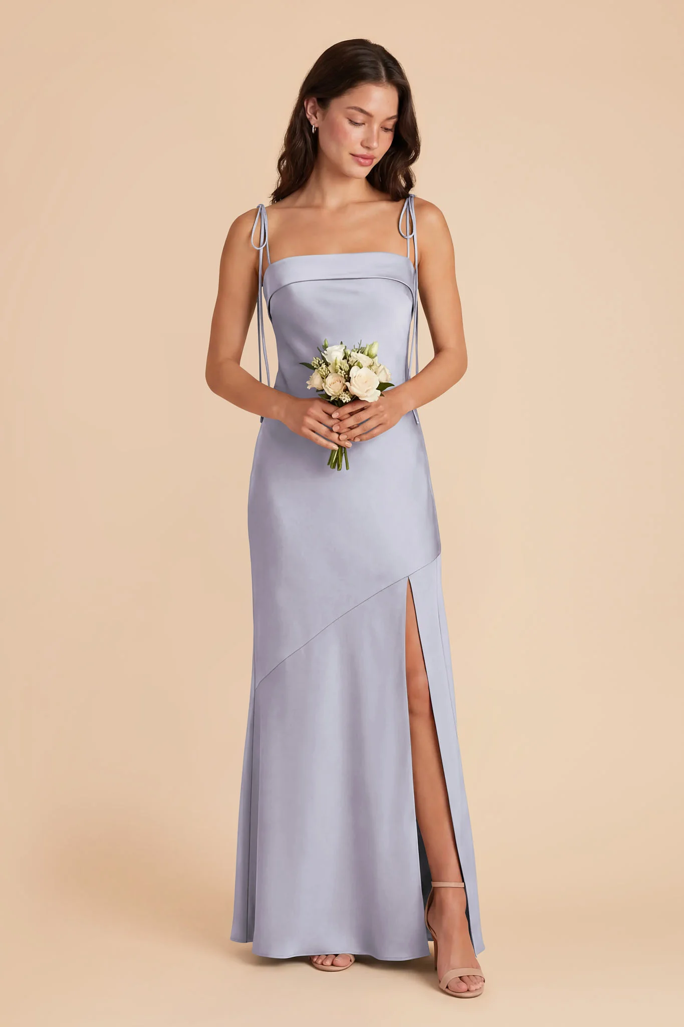 Lizzie Matte Satin Dress - Periwinkle Blue - Image 3