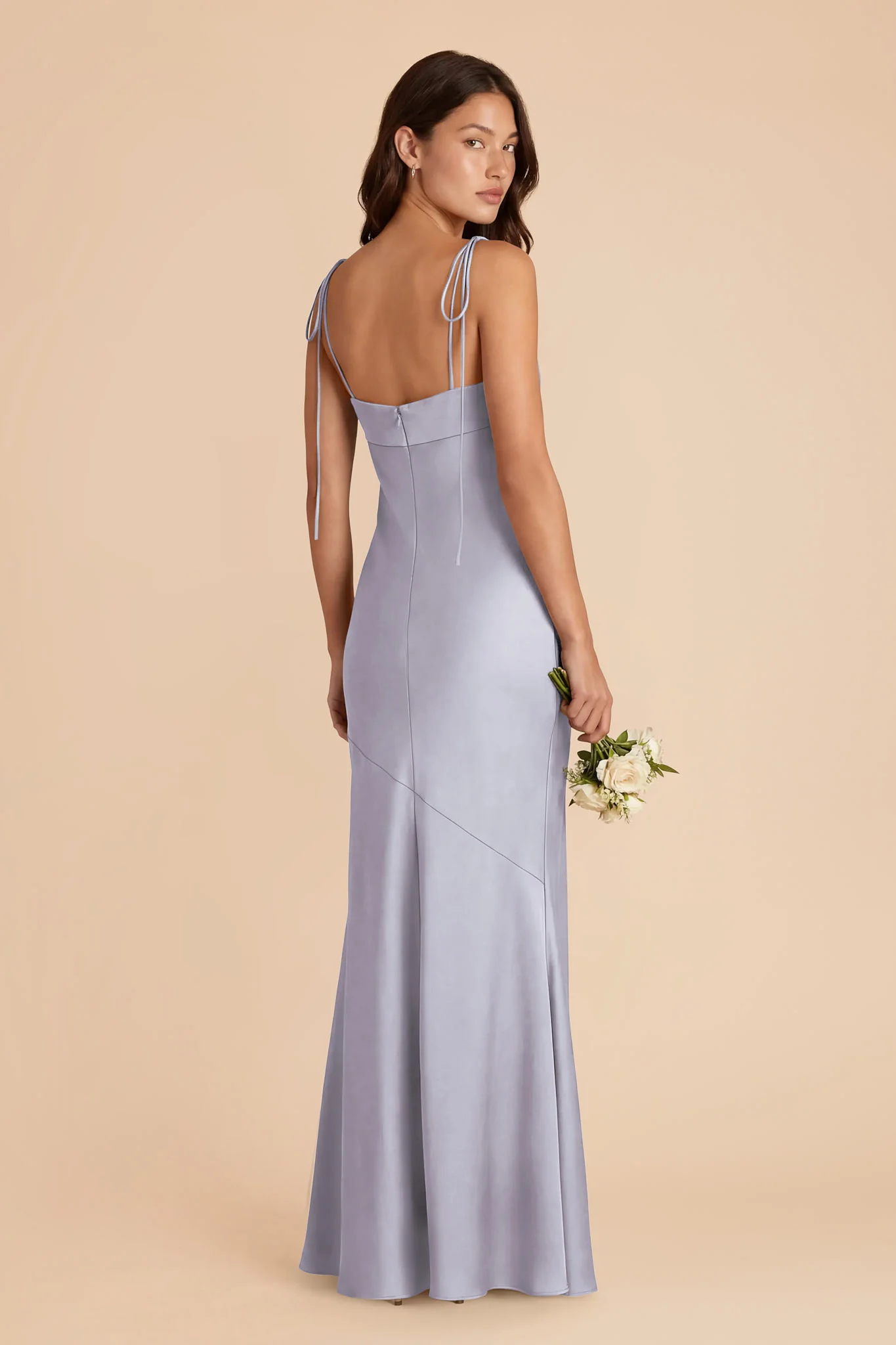 Lizzie Matte Satin Dress - Periwinkle Blue - Image 4