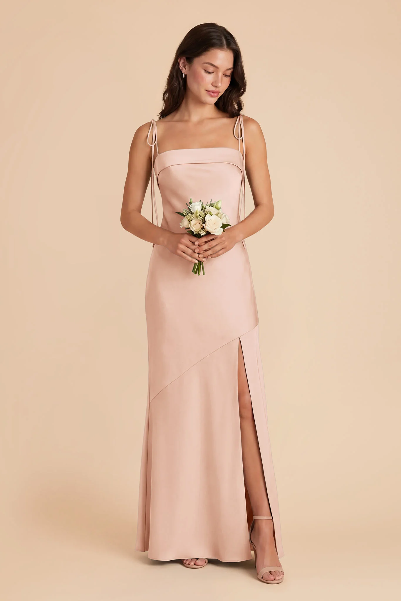 Lizzie Matte Satin Dress - Rose Gold - Image 3