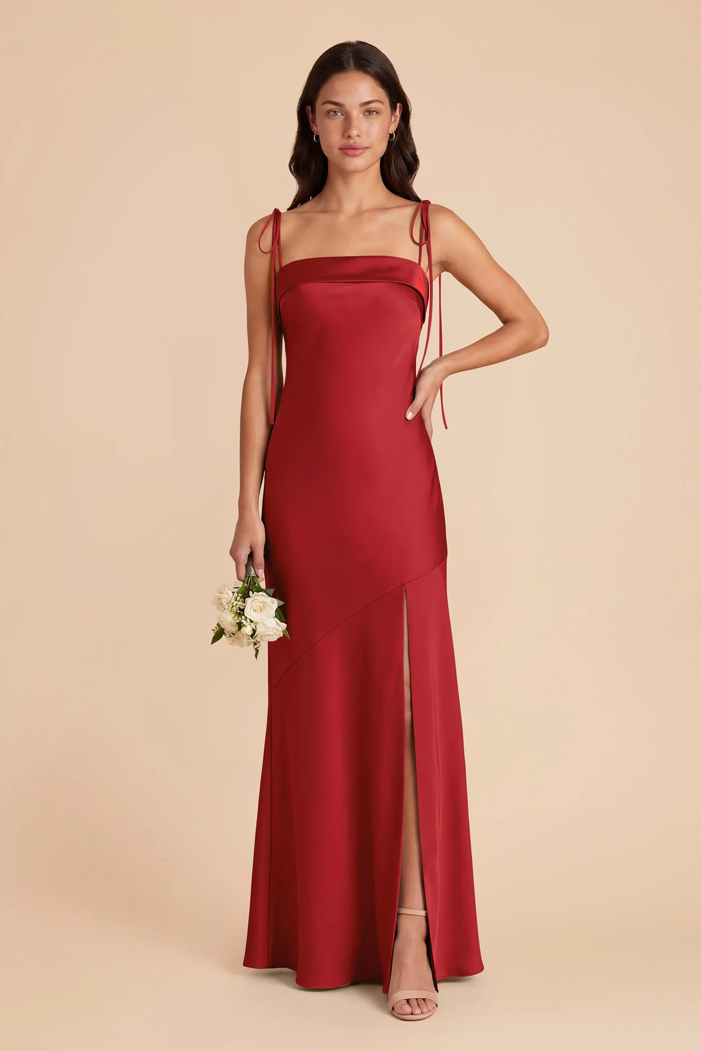 Lizzie Matte Satin Dress - Ruby Red