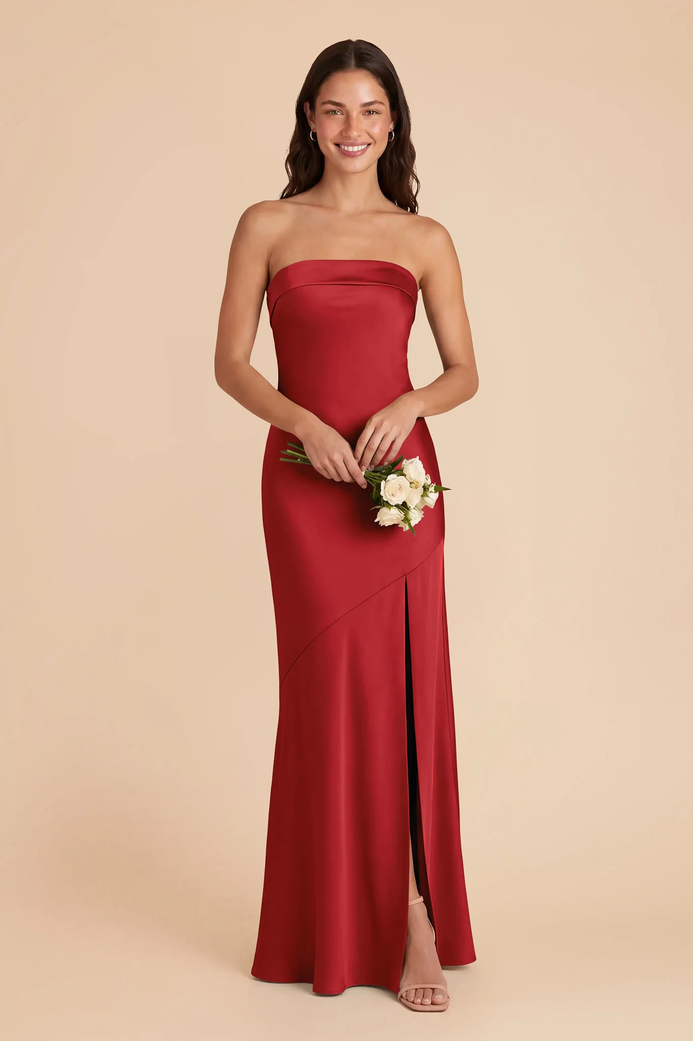 Lizzie Matte Satin Dress - Ruby Red - Image 2