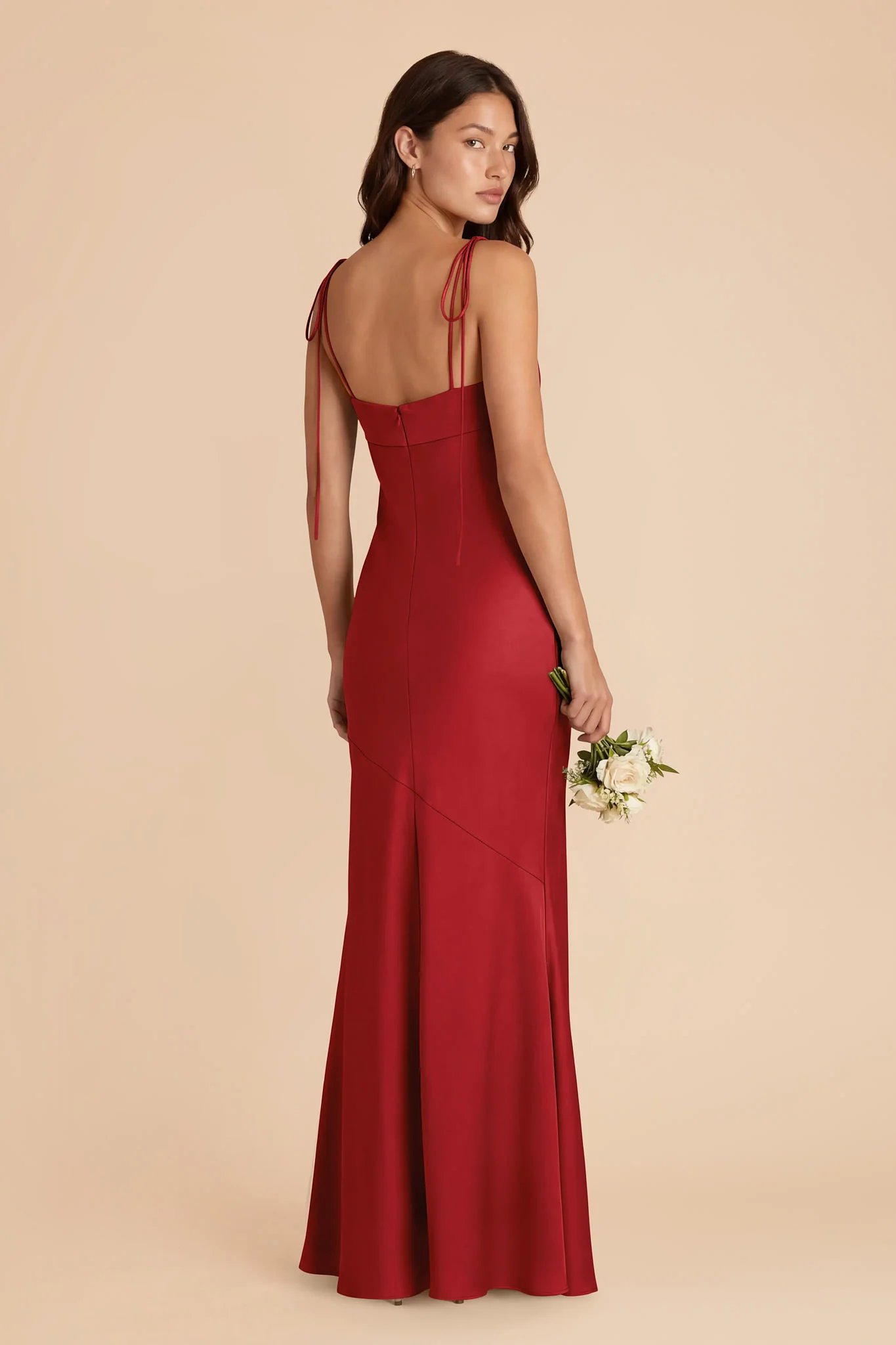 Lizzie Matte Satin Dress - Ruby Red - Image 4