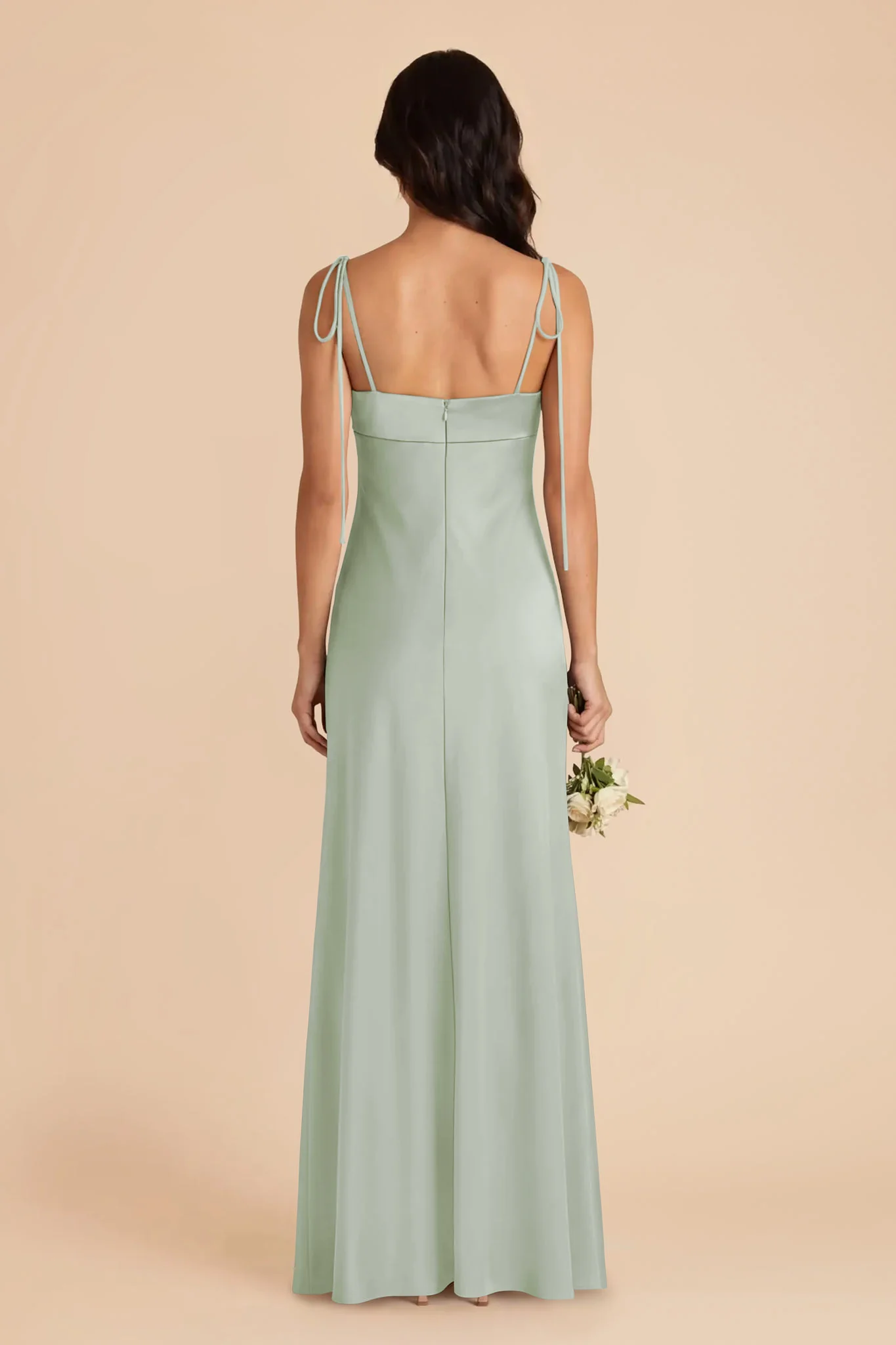 Lizzie Matte Satin Dress - Sage - Image 5