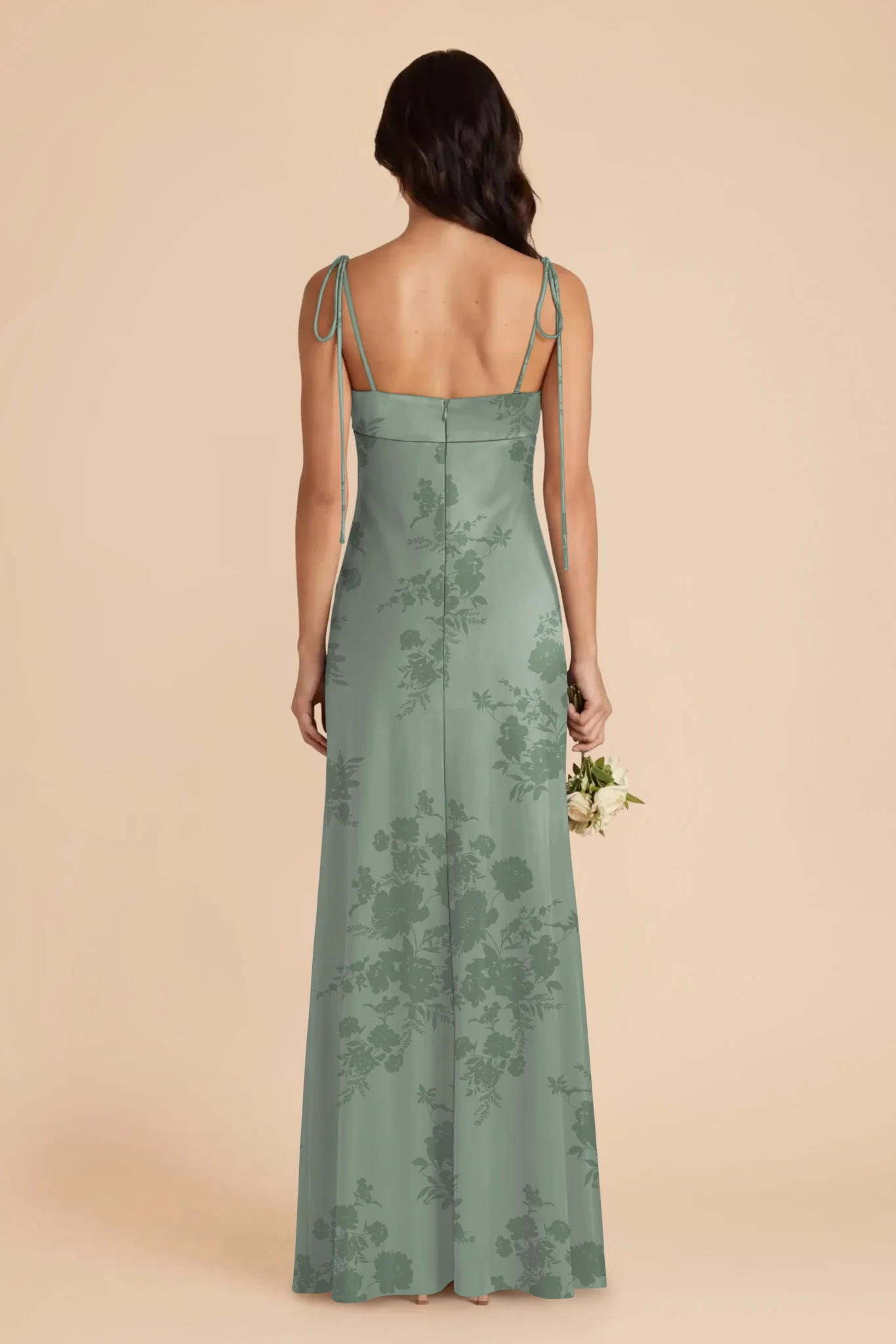 Lizzie Matte Satin Dress - Sage Whimsical Blooms - Image 3