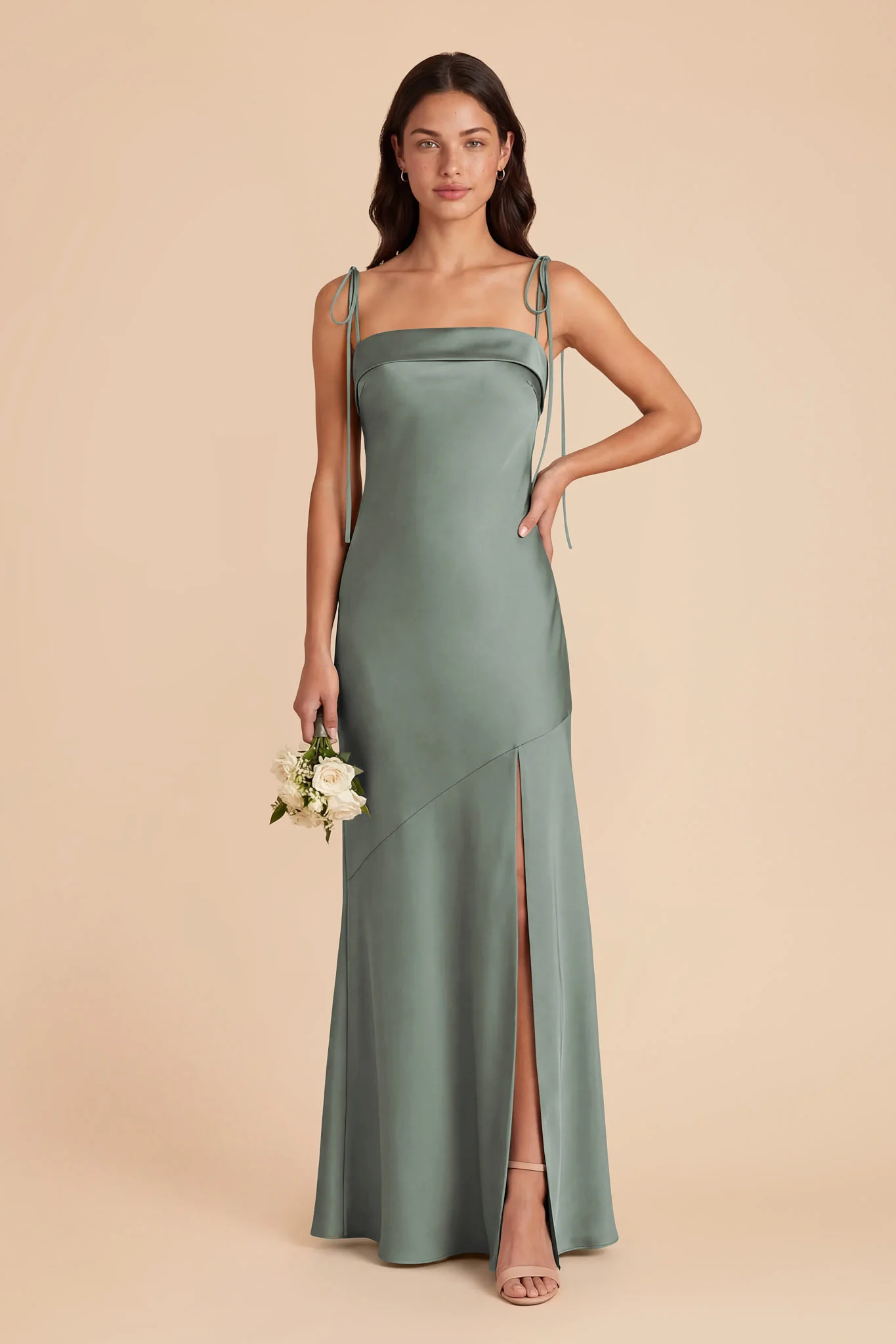 Lizzie Matte Satin Dress - Sea Glass