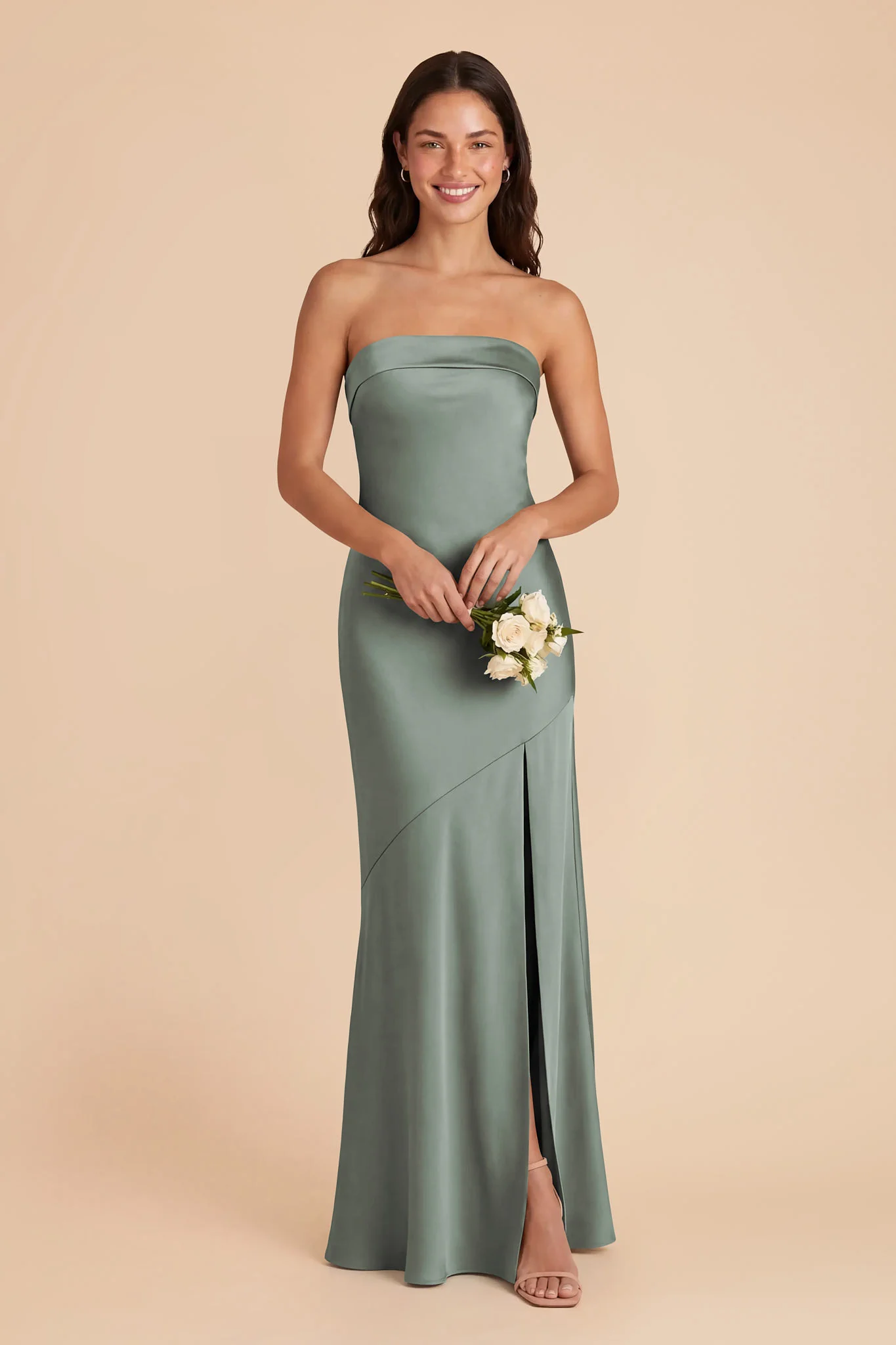 Lizzie Matte Satin Dress - Sea Glass - Image 2