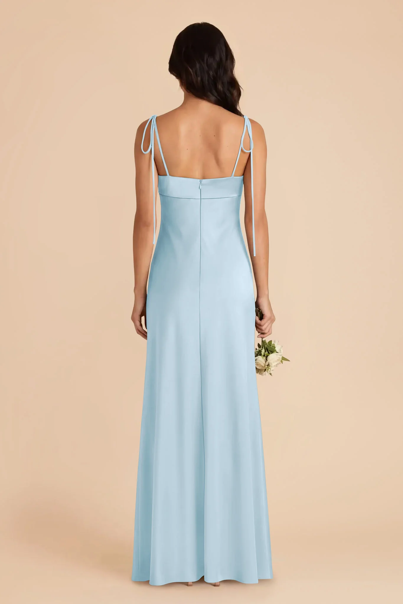Lizzie Matte Satin Dress - Sky Blue - Image 5
