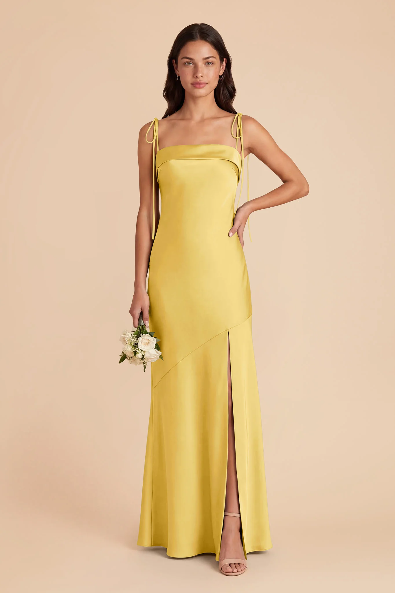 Lizzie Matte Satin Dress - Sunflower Yellow