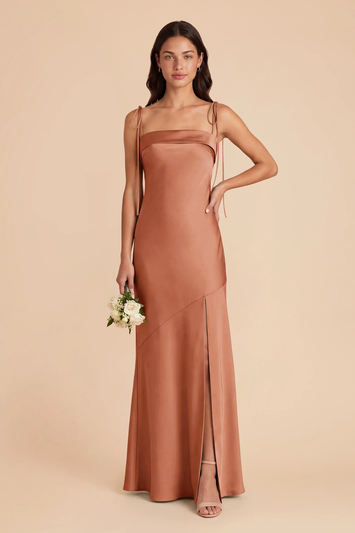 Lizzie Matte Satin Dress - Terracotta