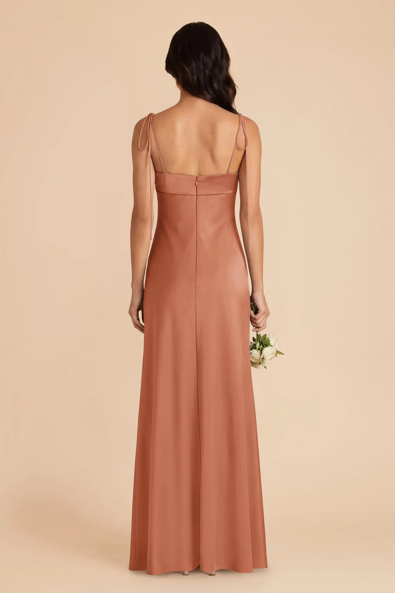 Lizzie Matte Satin Dress - Terracotta - Image 5