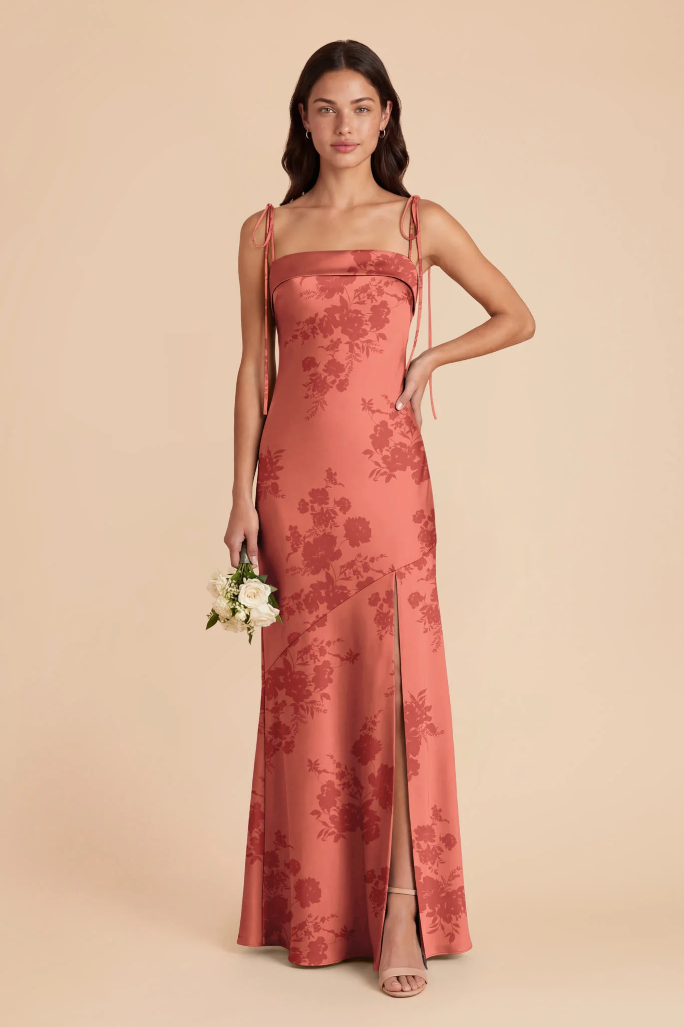 Lizzie Matte Satin Dress - Wild Rose Whimsical Blooms