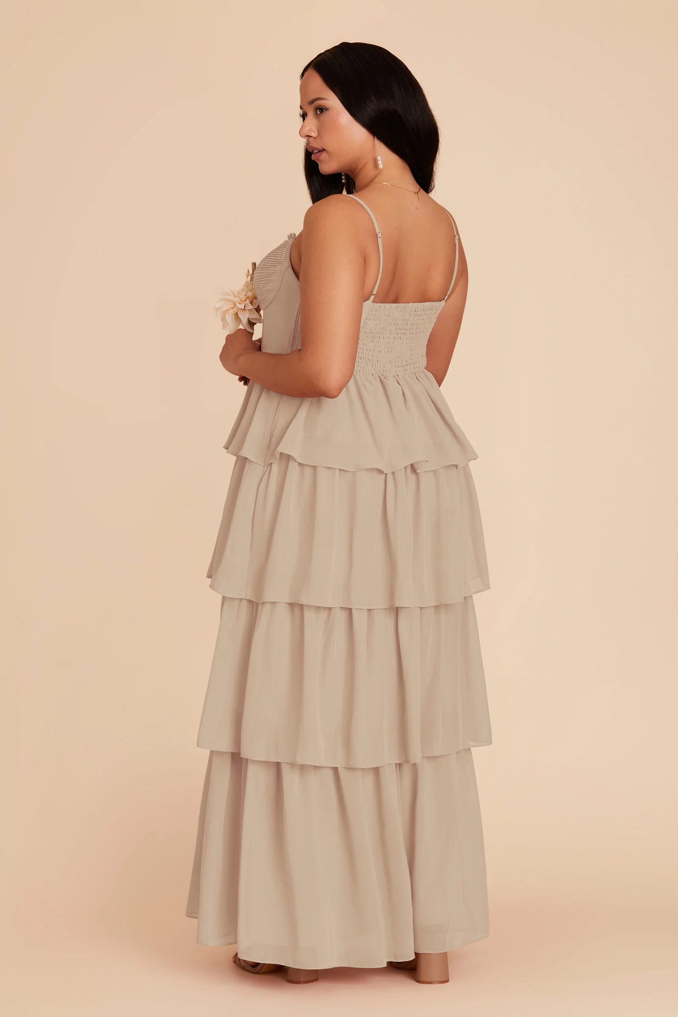 Lola Chiffon Dress - Almond - Image 8