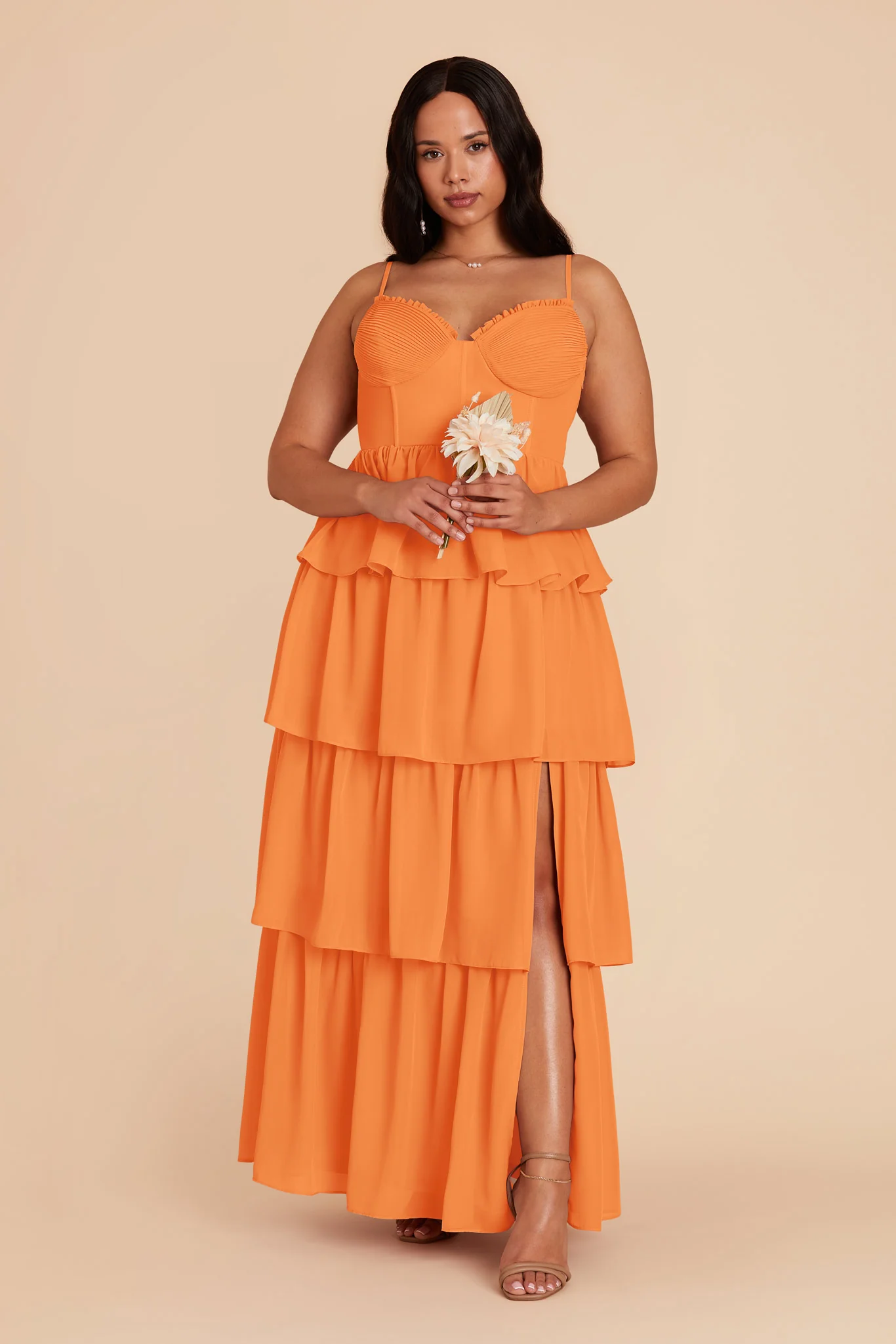 Lola Chiffon Dress - Apricot - Image 2
