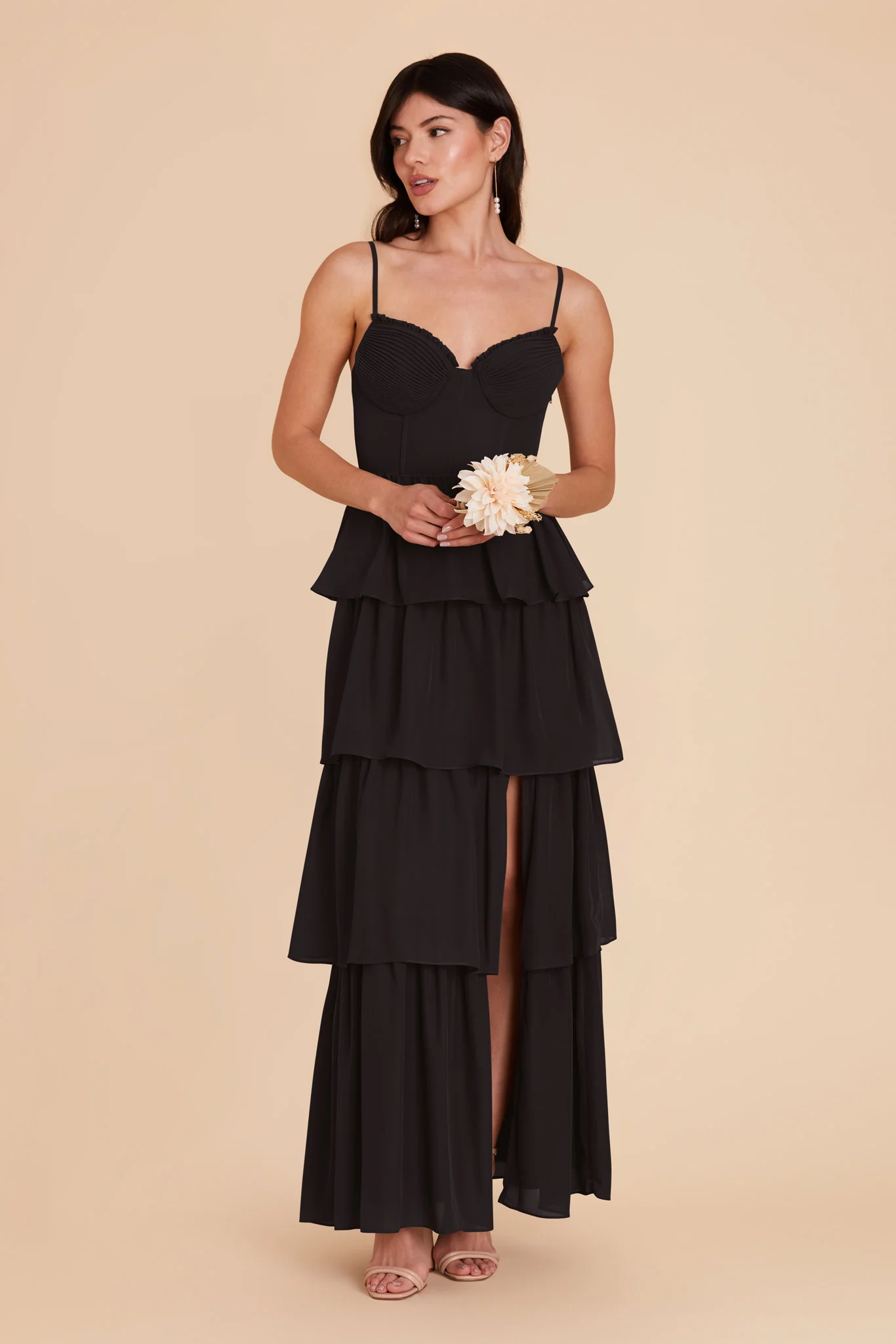 Lola Chiffon Dress - Black - Image 2