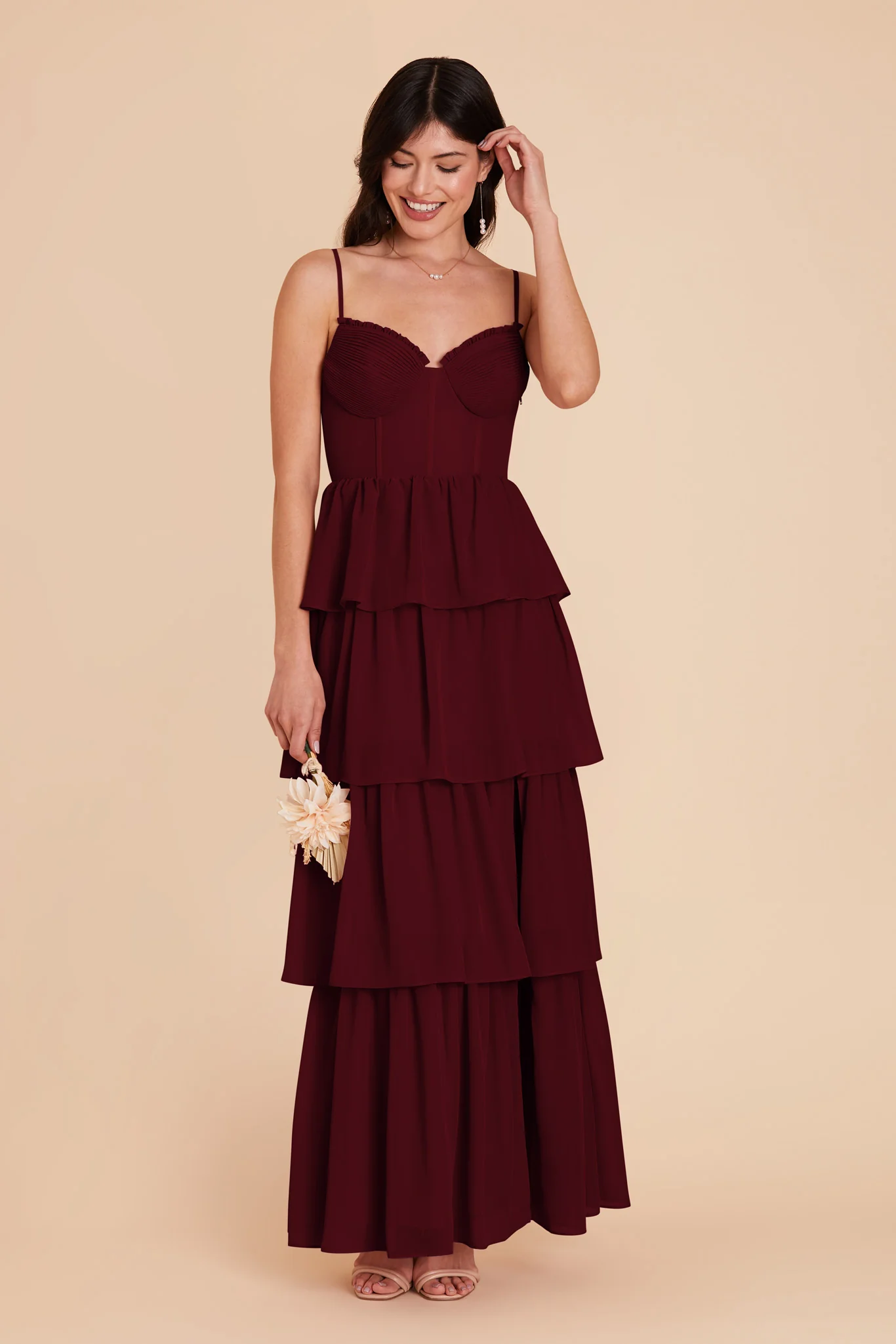 Lola Chiffon Dress - Cabernet