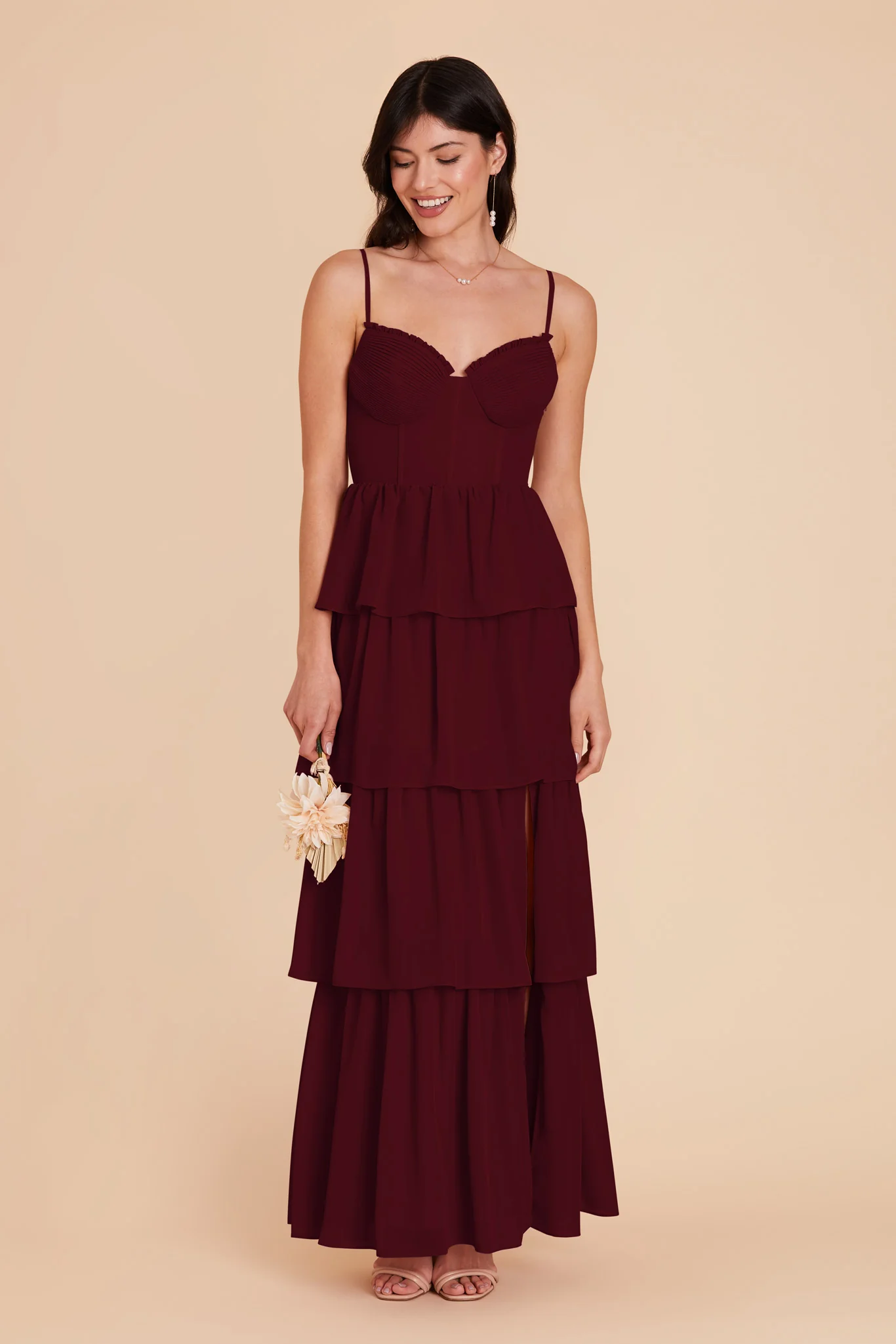 Lola Chiffon Dress - Cabernet - Image 4